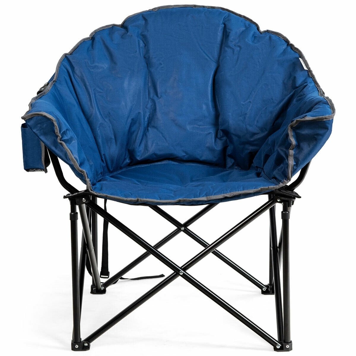 Folding Camping Moon Padded Chair with Carrying Bag-Black