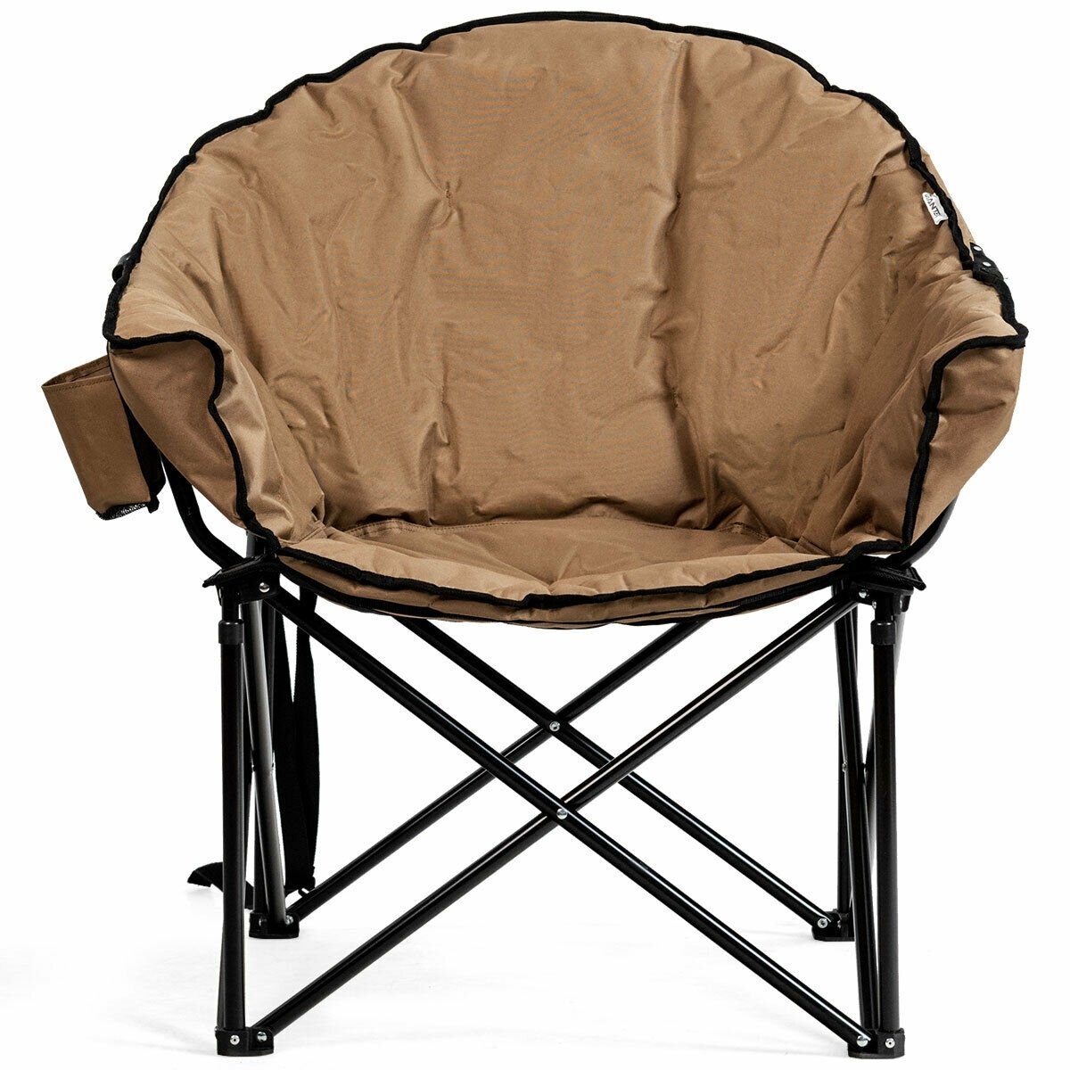 Folding Camping Moon Padded Chair with Carrying Bag-Black