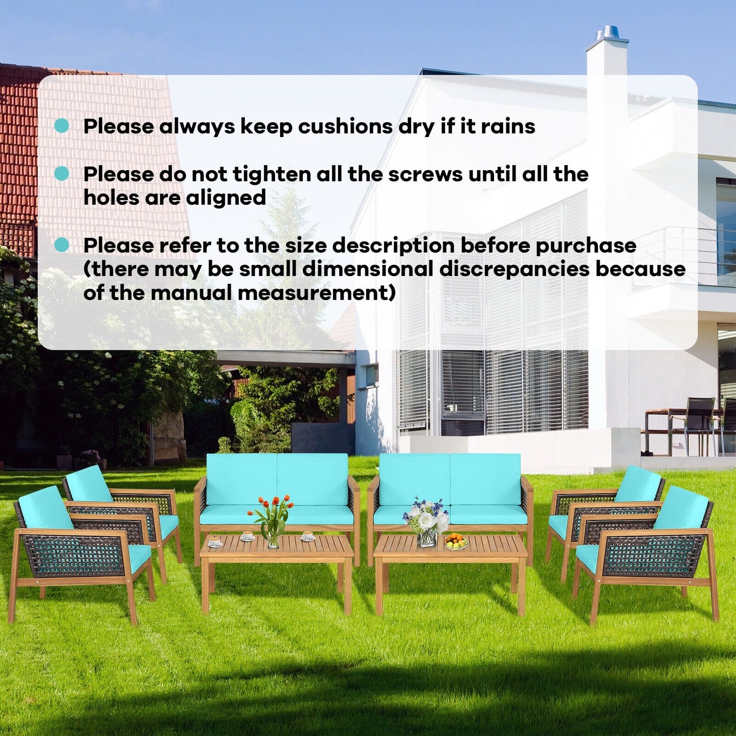 4 Pieces Patio Rattan Furniture Set with Removable Cushions-Gray