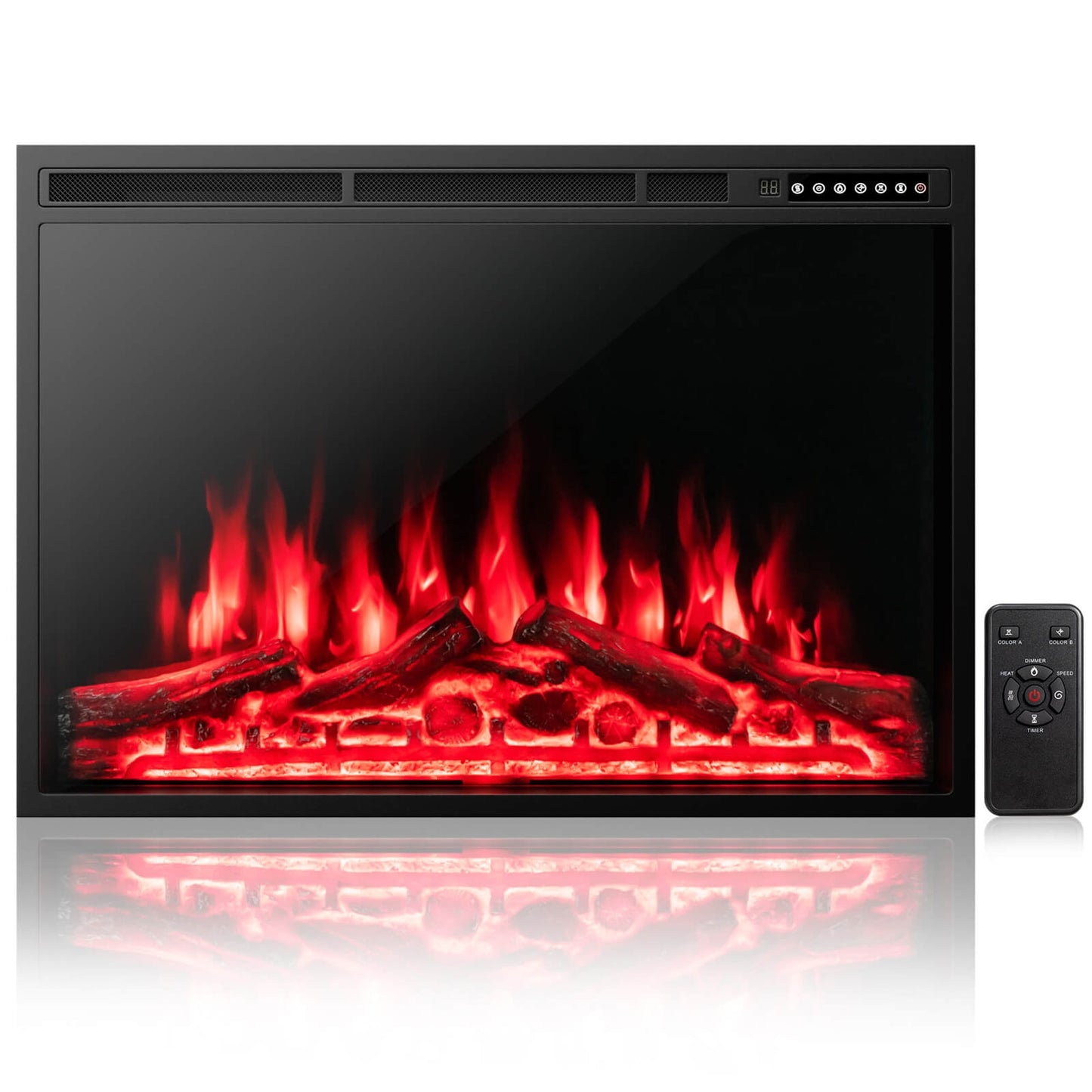 34/37 Inch Electric Fireplace Recessed with Adjustable Flames