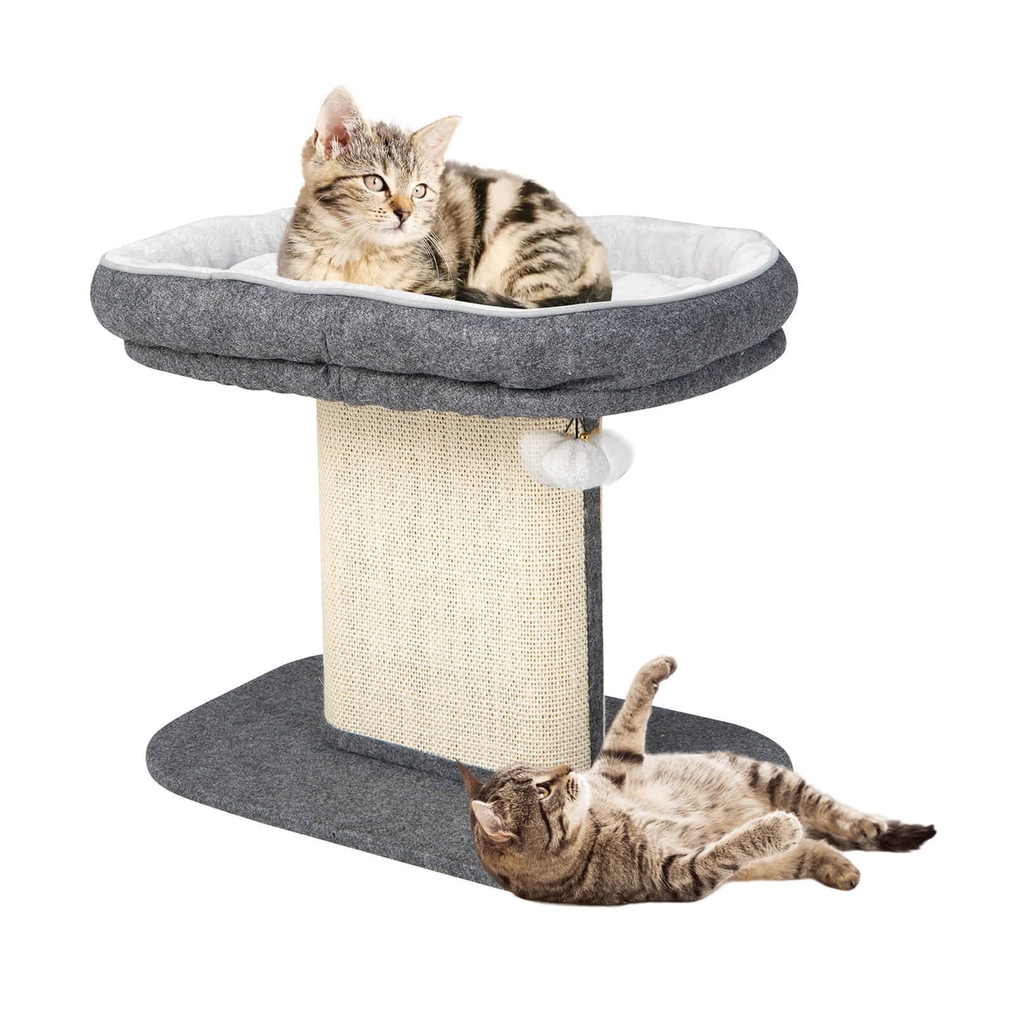 Modern Cat Tree Tower with Large Plush Perch and Sisal Scratching Plate-Beige