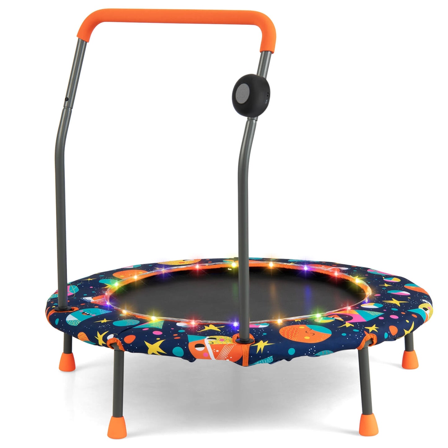 36 Inch Mini Trampoline with Colorful LED Lights and Bluetooth Speaker-Blue