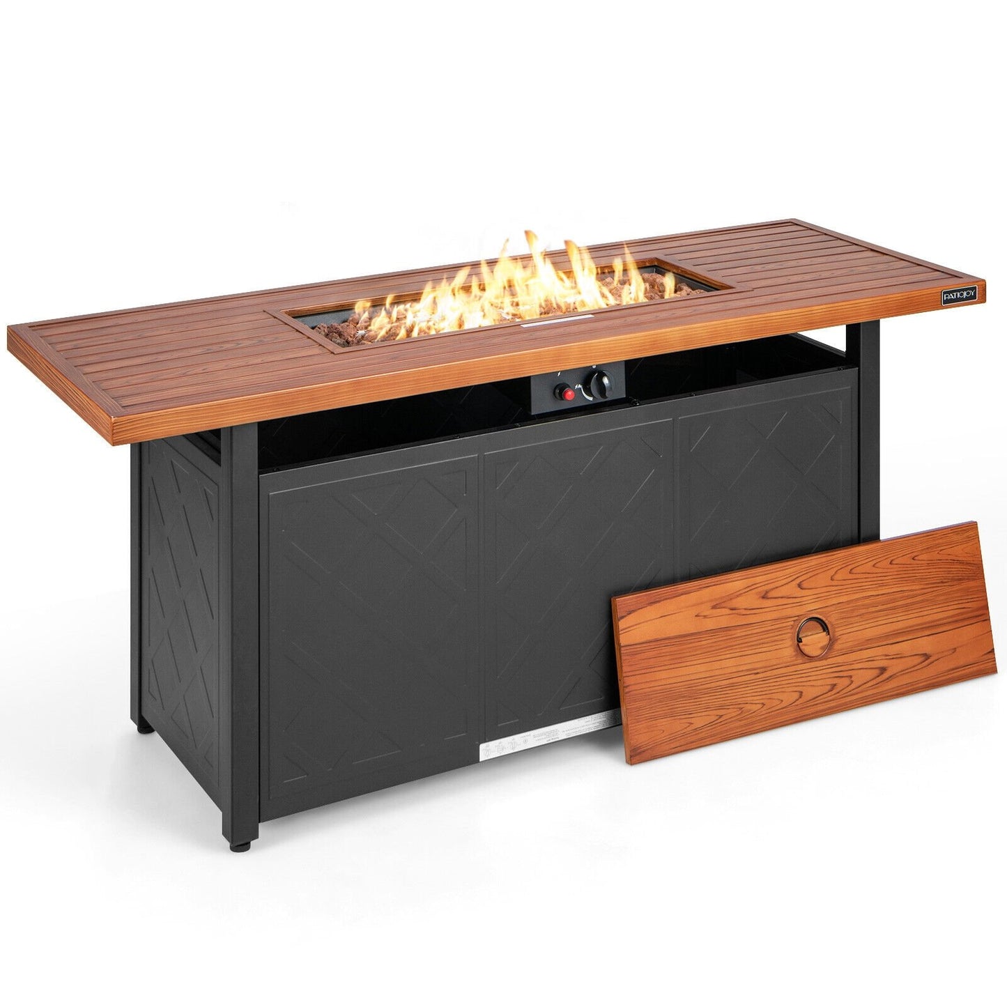 57 Inch 50000 Btu Rectangular Propane Outdoor Fire Pit Table-Black