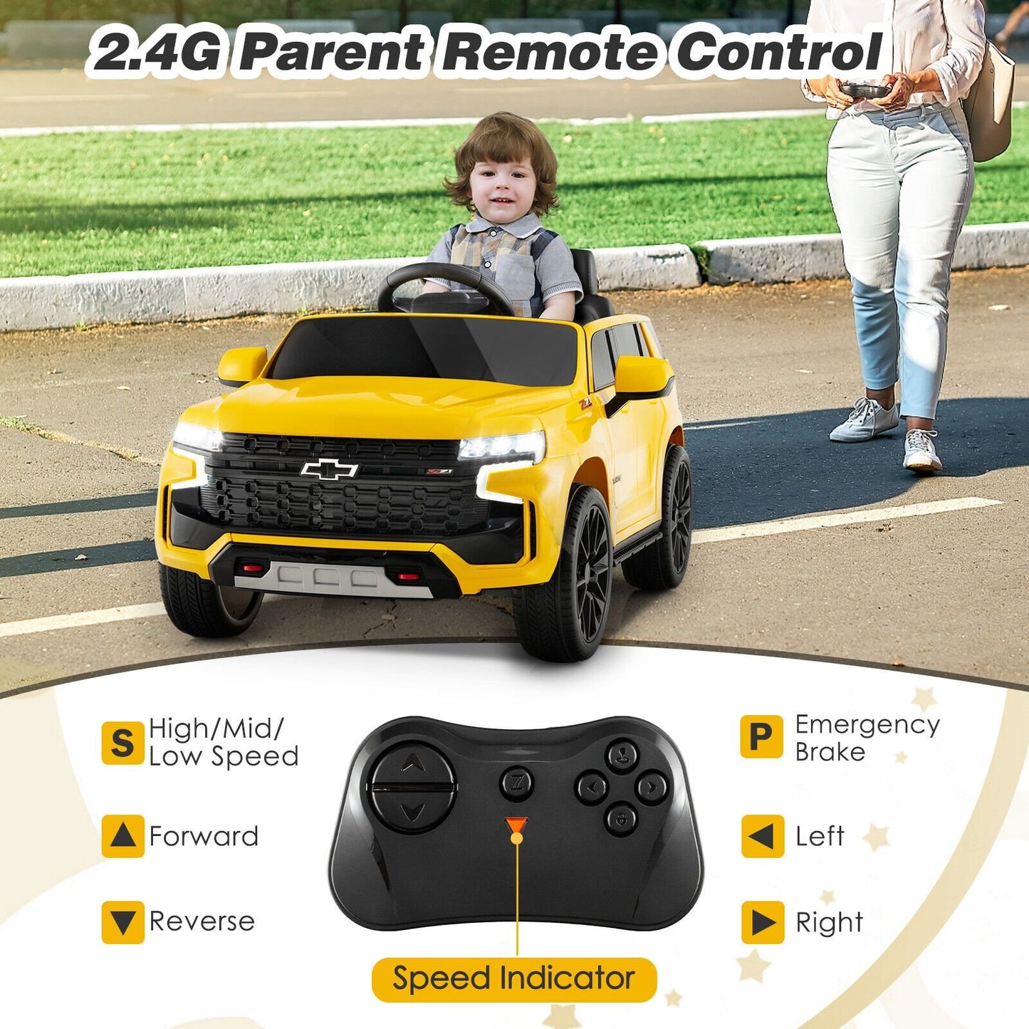 12V Kids Ride on Car with 2.4G Remote Control-Black