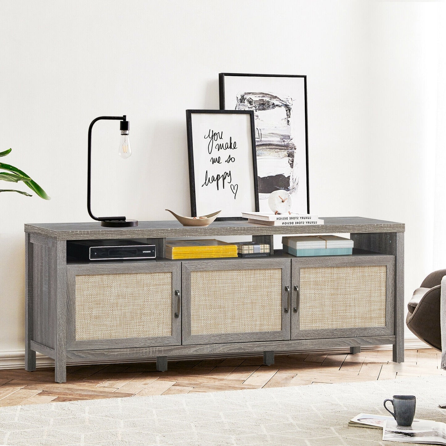 Universal TV Stand Entertainment Media Center for TV's up to 65 Inch-Gray