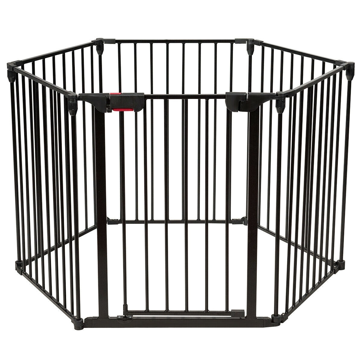 6-Panel Adjustable Baby Safe Metal Fence Barrier-Black