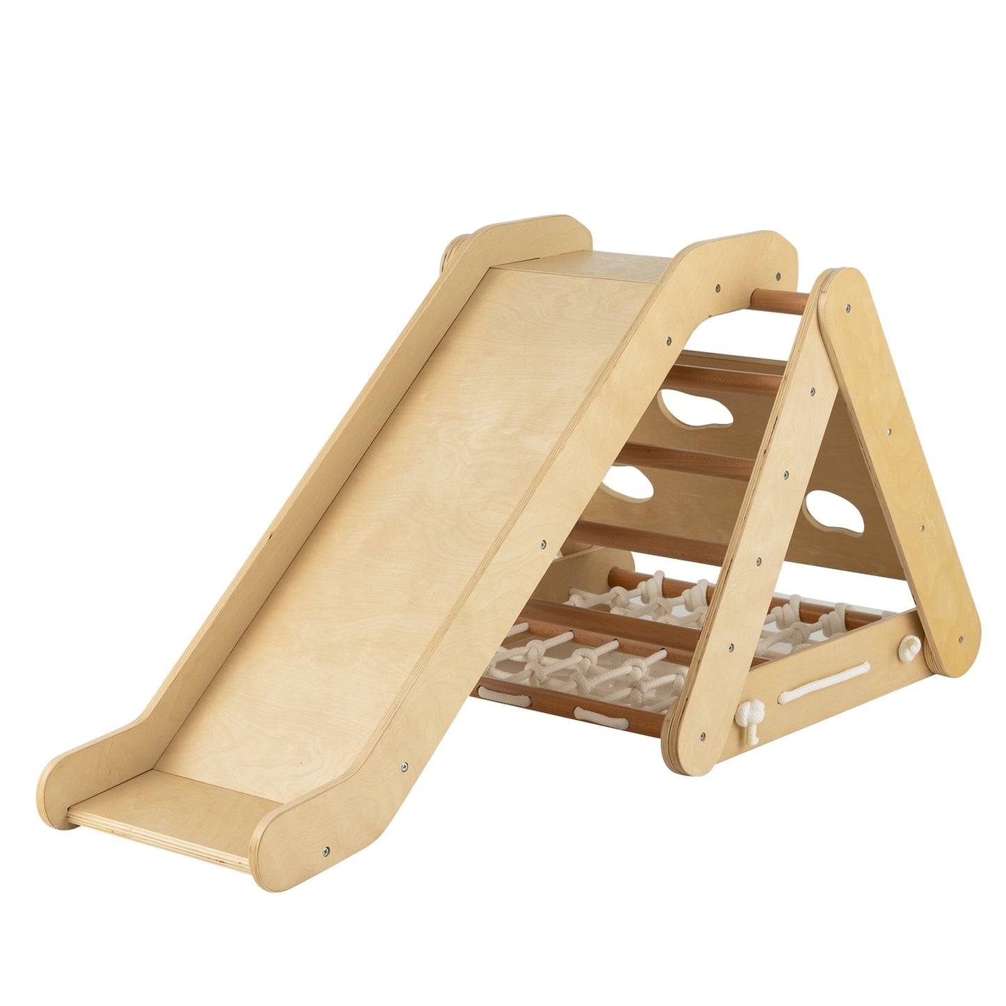 4 in 1 Triangle Climber Toy with Sliding Board and Climbing Net-Multicolor