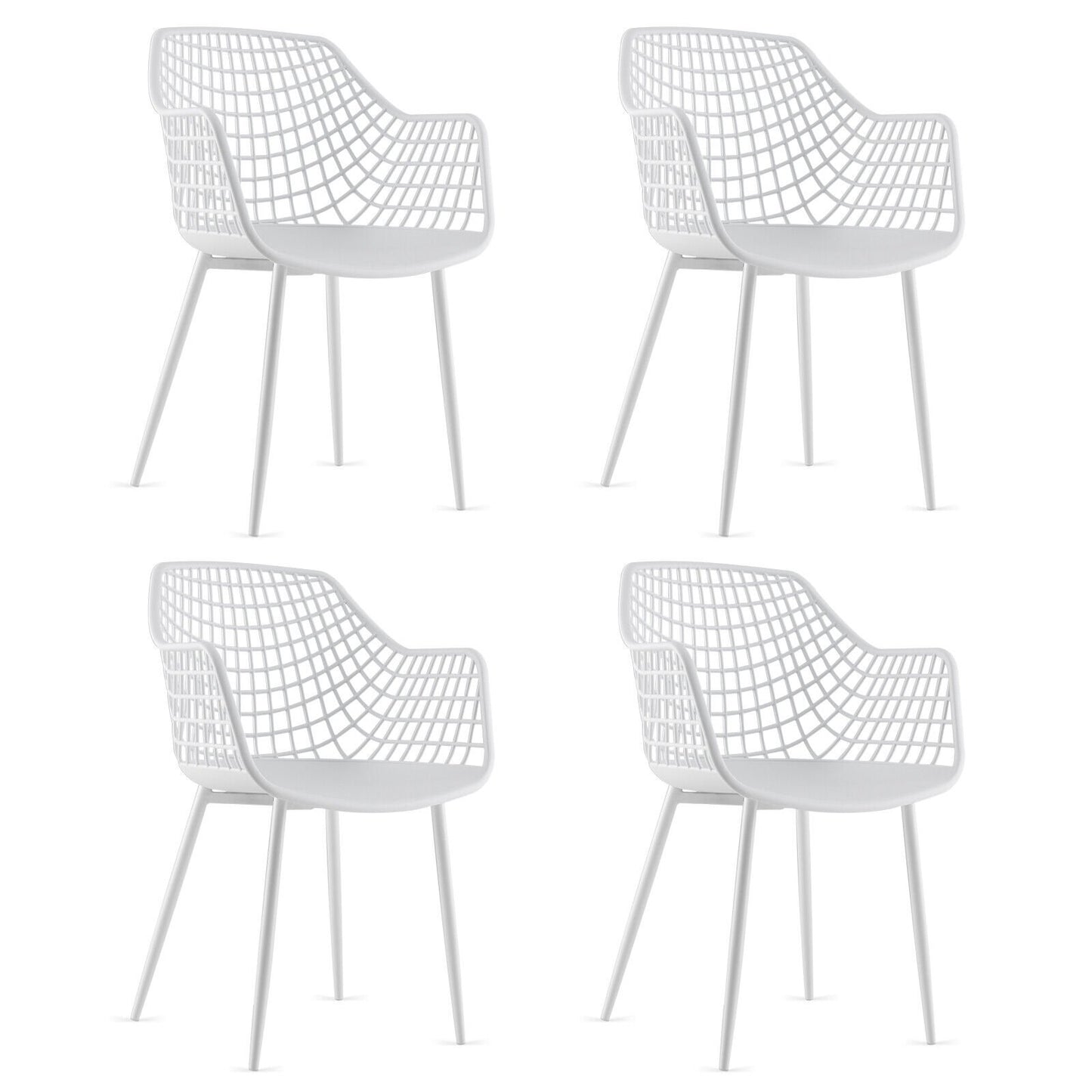 Set of 4 Heavy Duty Modern Dining Chair with Airy Hollow Backrest-Black
