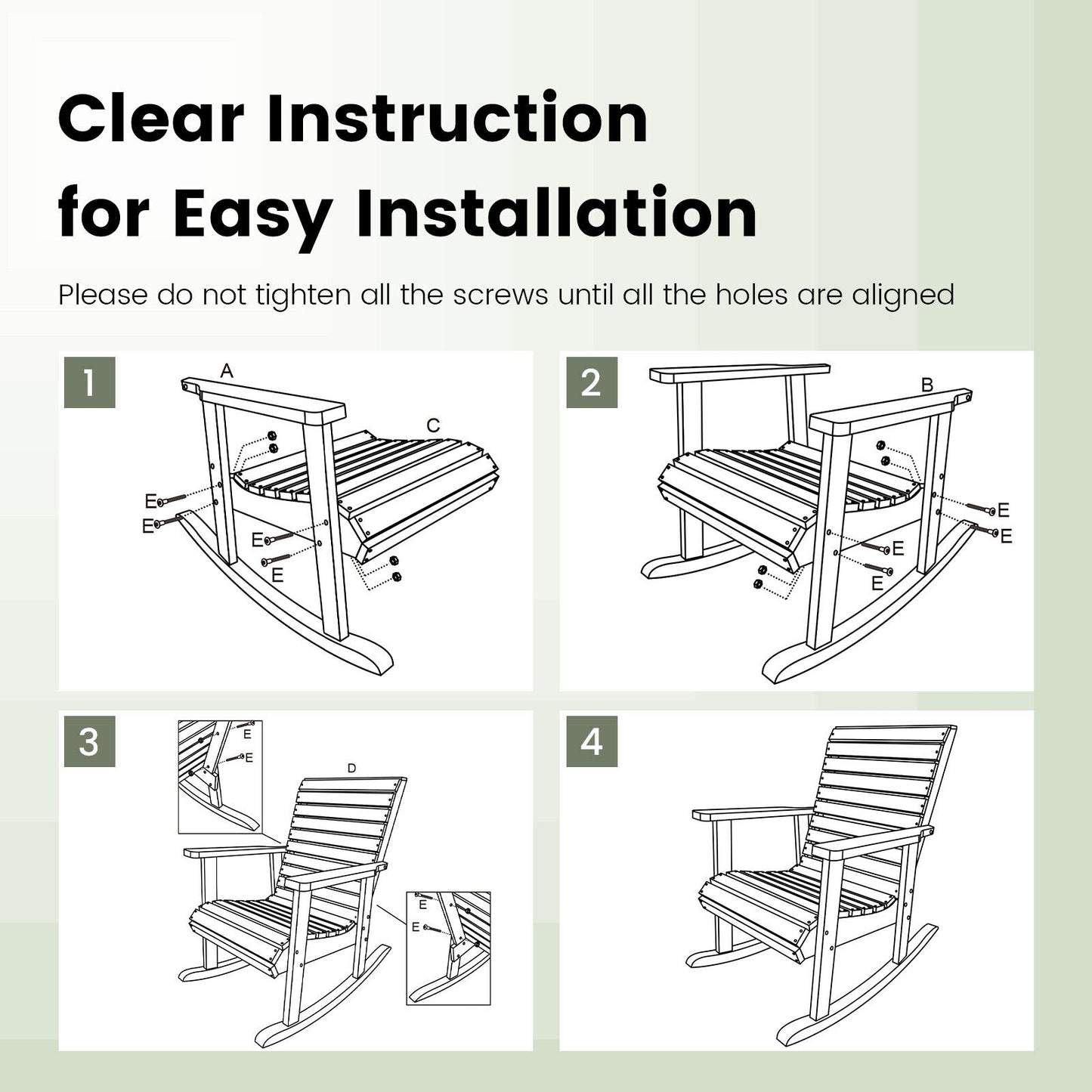 Outdoor Fir Wood Rocking Chair with High Backrest-Brown