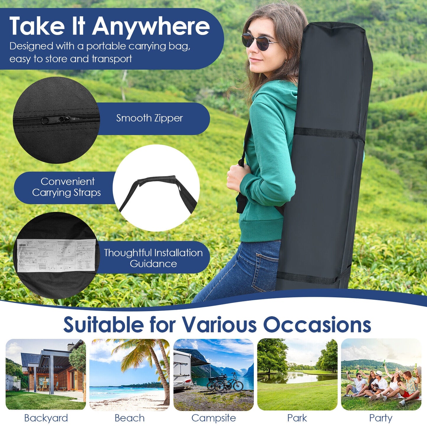 10 x 10 Feet Foldable Outdoor Instant Pop-up Canopy with Carry Bag-White