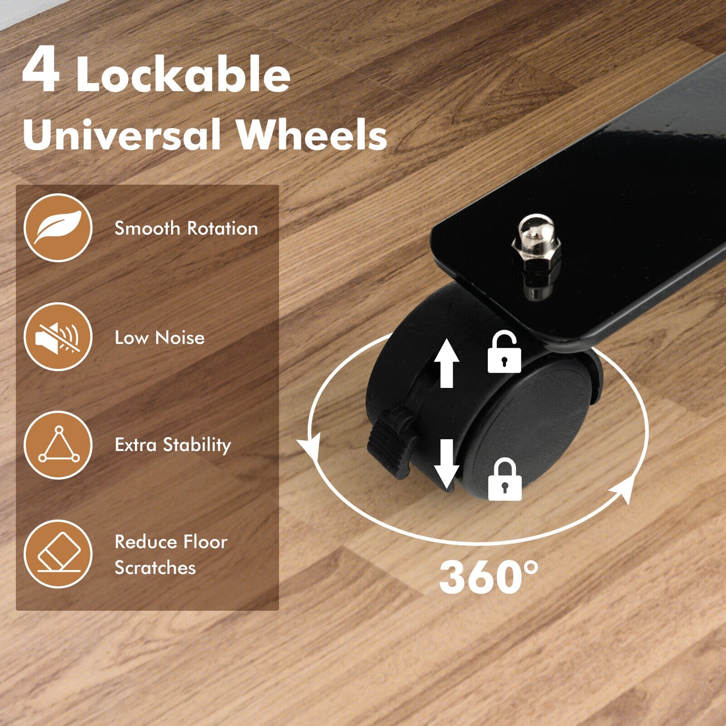 6 Feet Single Panel Rolling Room Divider with Smooth Wheels-Brown
