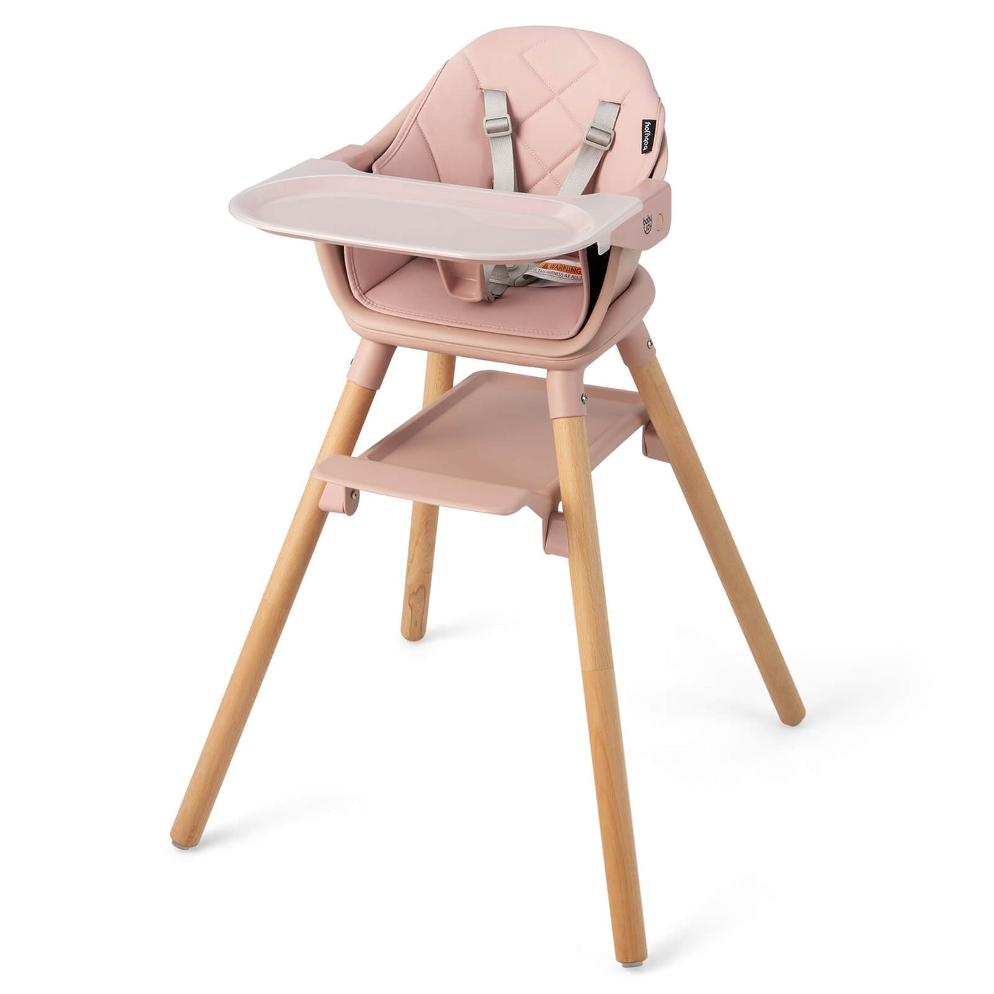 6 in 1 Convertible Highchair with Safety Harness and Removable Tray-Beige