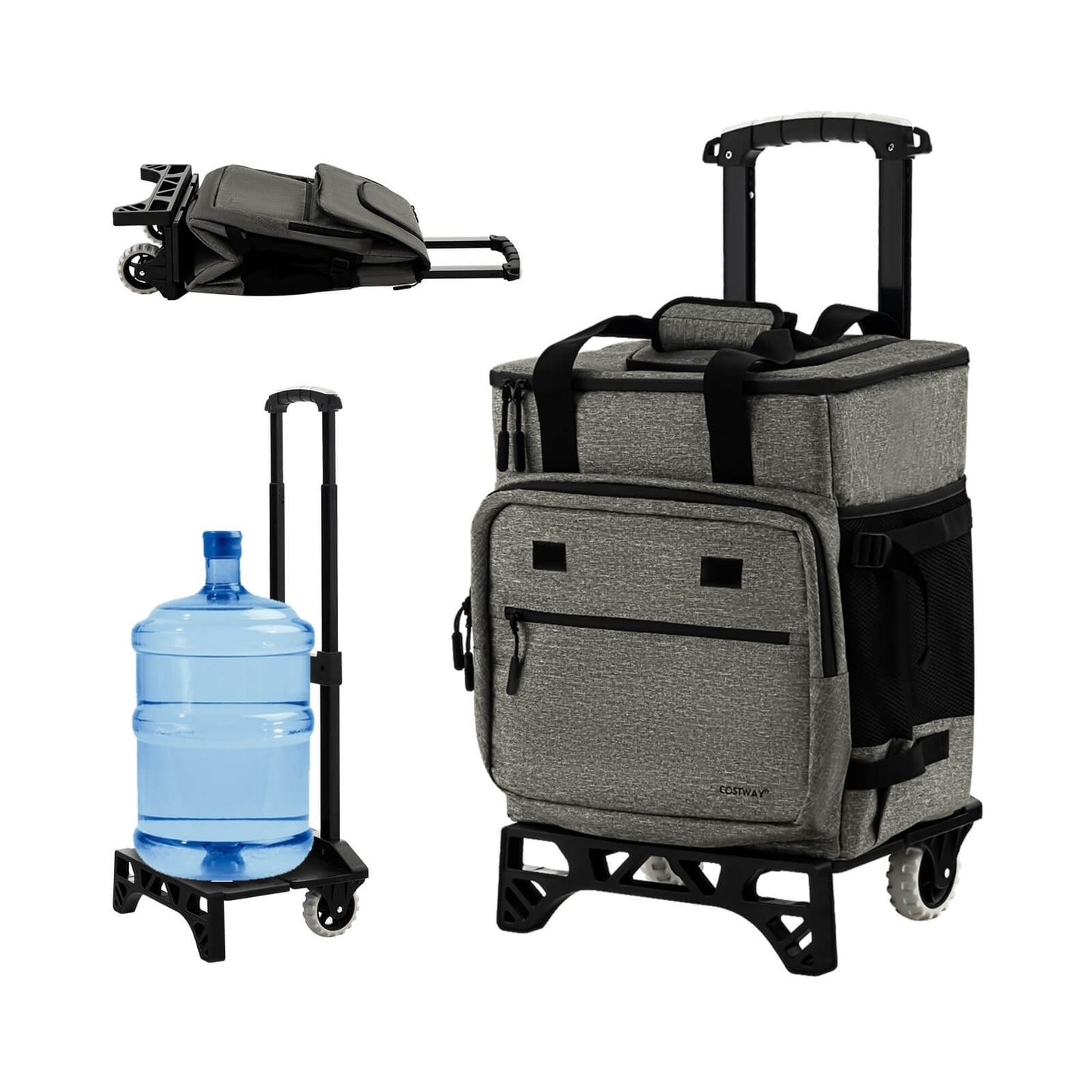 50-Can Large Leakproof Rolling Cooler with Detachable Bottom Plate-Dark Blue
