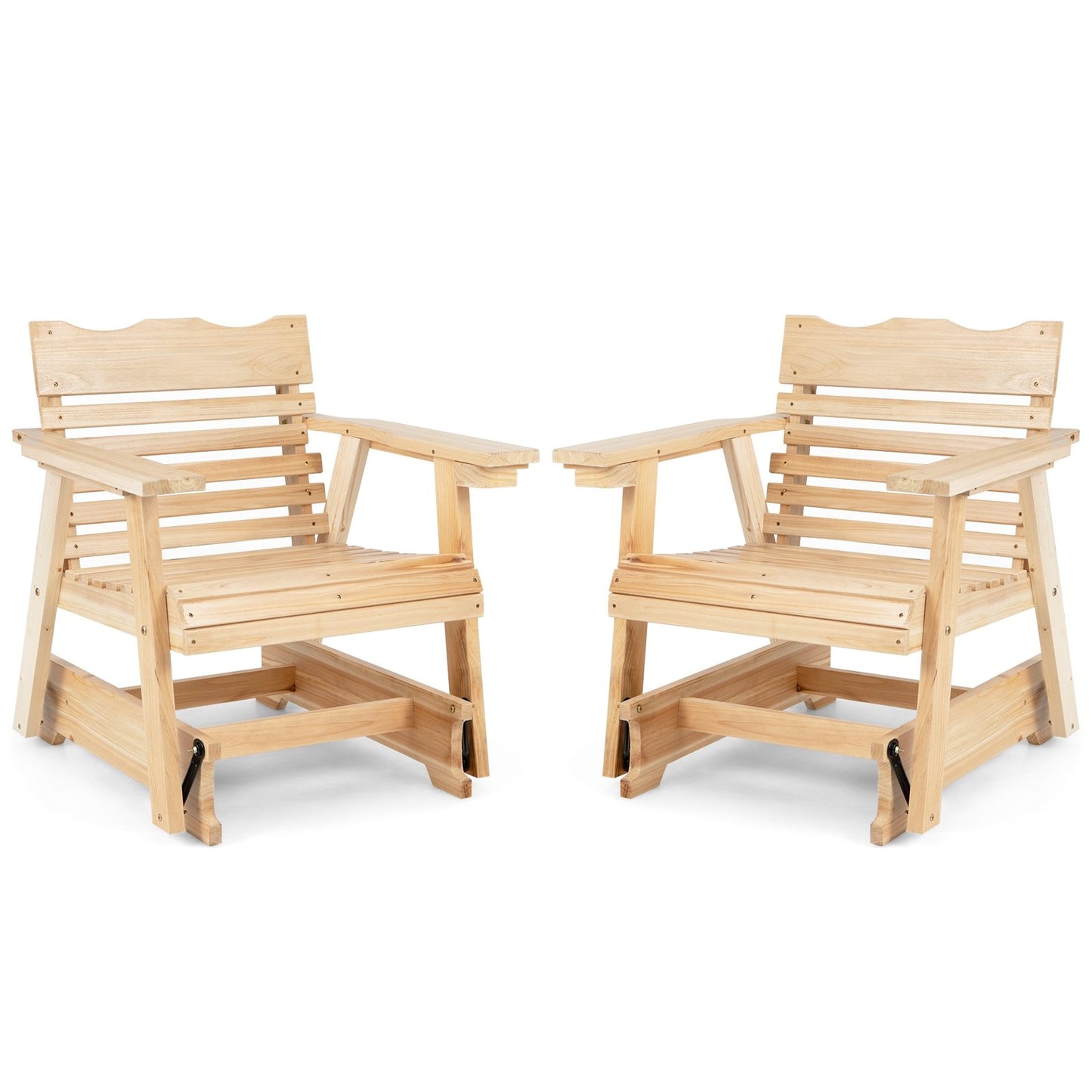 Outdoor Wood Rocking Chair with High Back and Widened Armrests