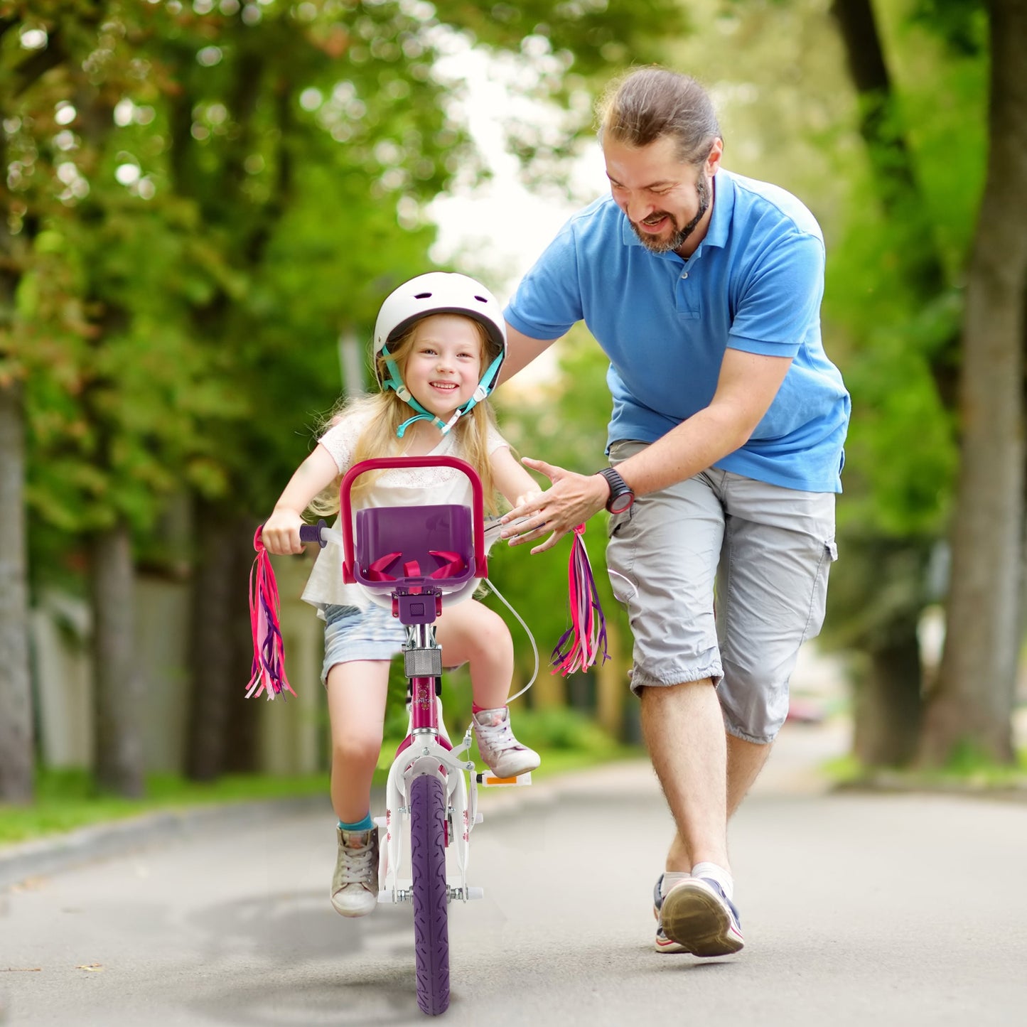 Kids Bike with Doll Seat and Removable Training Wheels-M