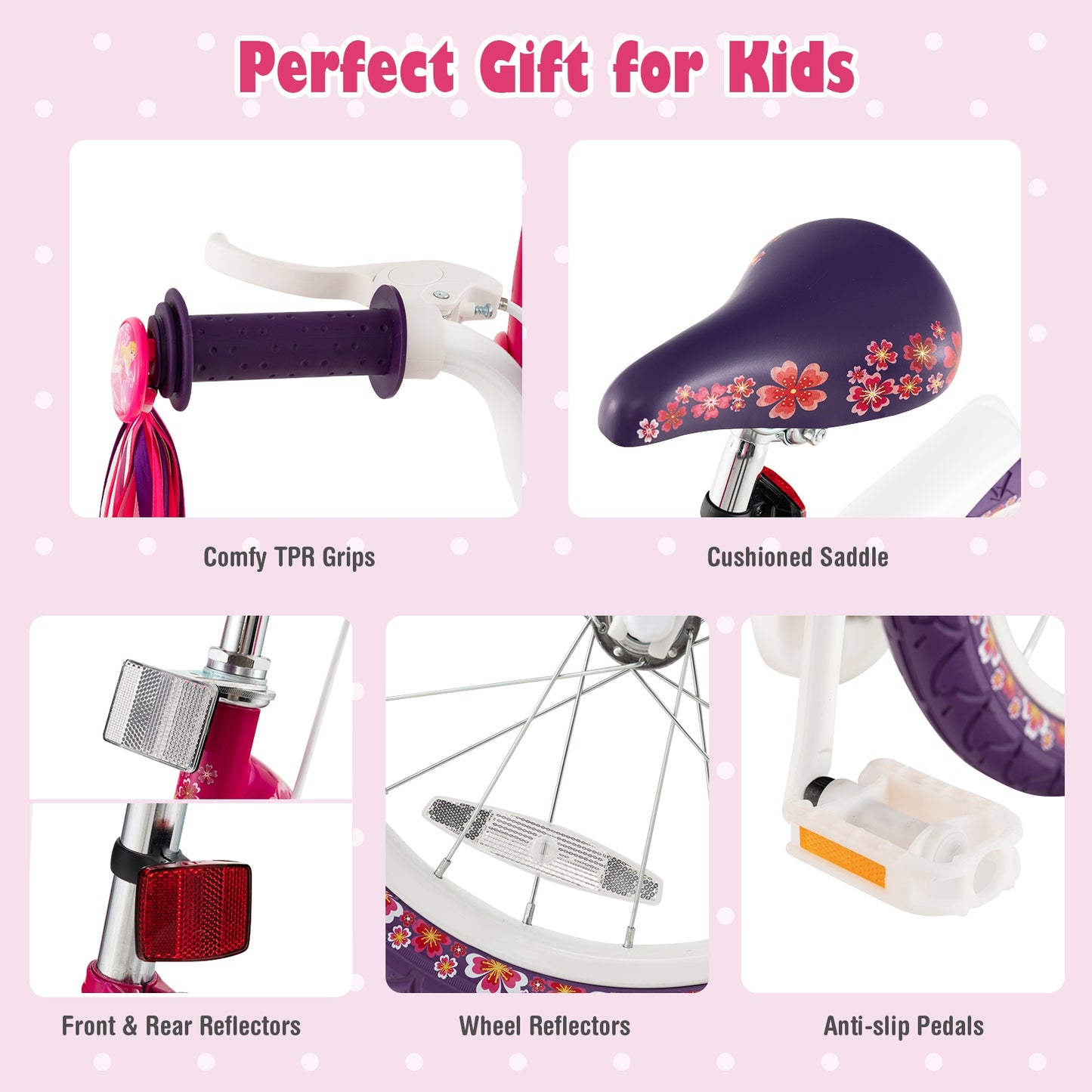 Kids Bike with Doll Seat and Removable Training Wheels-M
