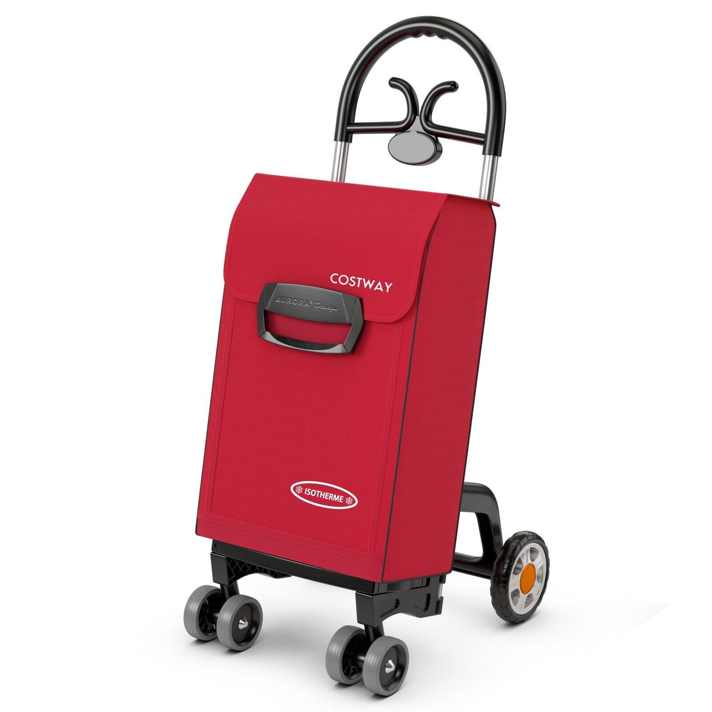 Folding Shopping Cart Utility Hand Truck with Rolling Swivel Wheels-Blue