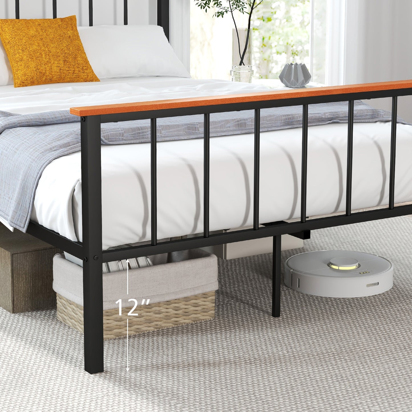 Full/Queen Bed Frame with Headboard and Footboard-Queen Size