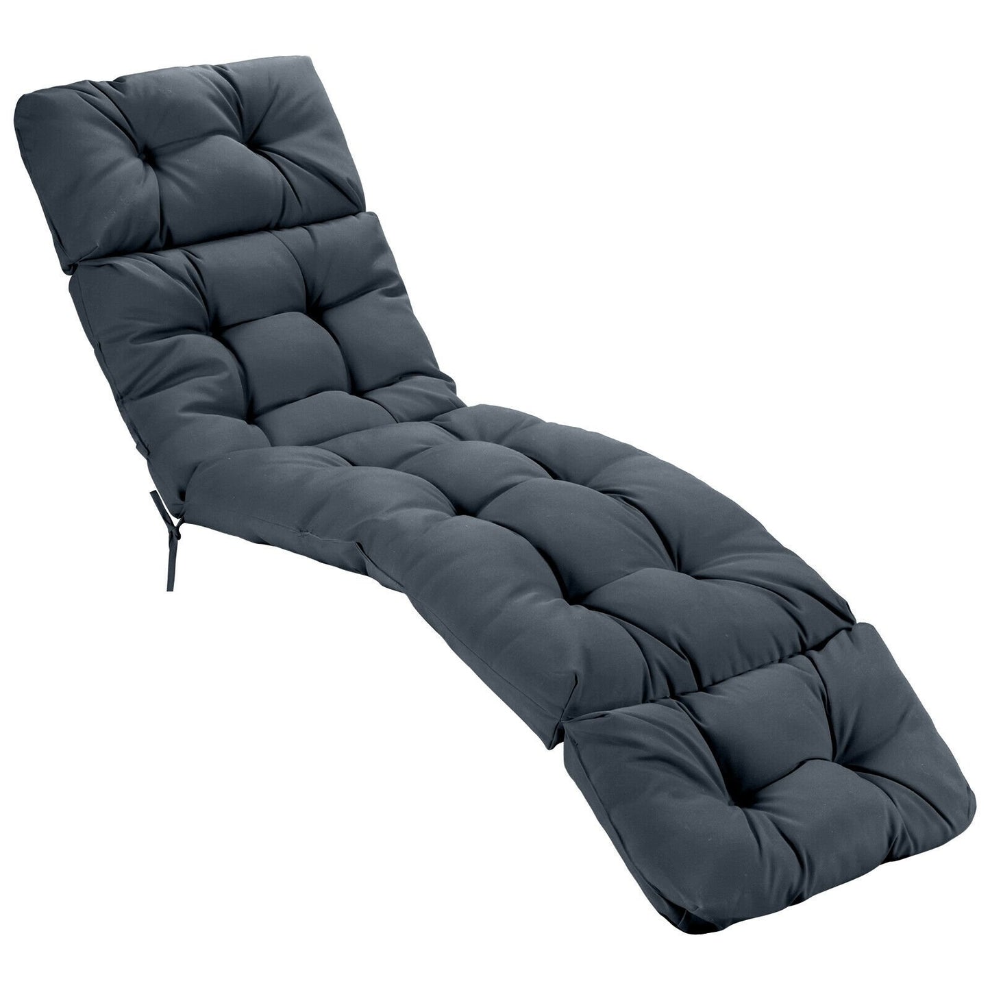 Outdoor Lounge Chaise Cushion with String Ties for Garden Poolside-Beige