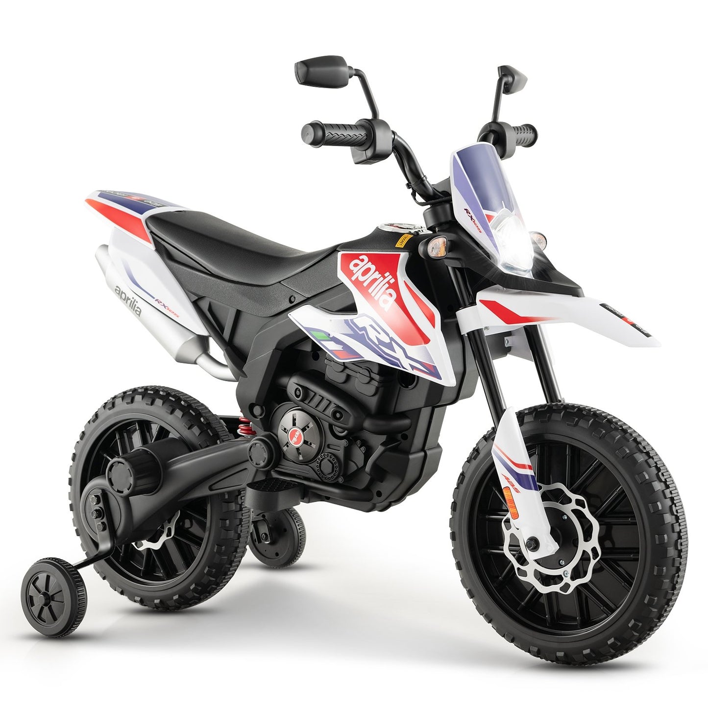 Aprilia Licensed Kids Ride On Motorcycle with 2 Training Wheels-Navy