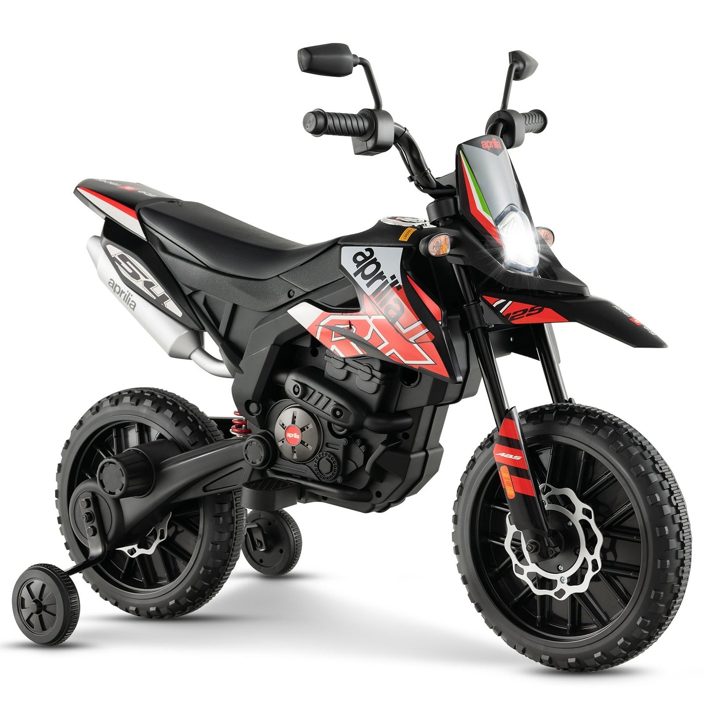Aprilia Licensed Kids Ride On Motorcycle with 2 Training Wheels-Navy