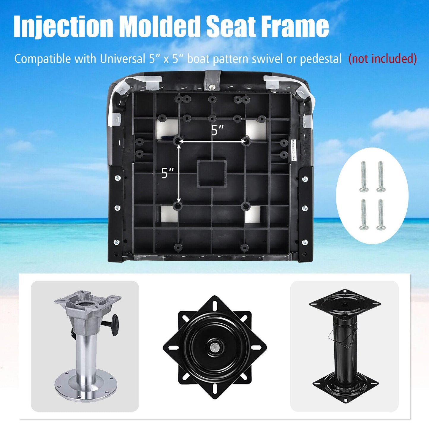 High Back Folding Boat Seats with Sponge Cushion and Flexible Hinges-1 Piece
