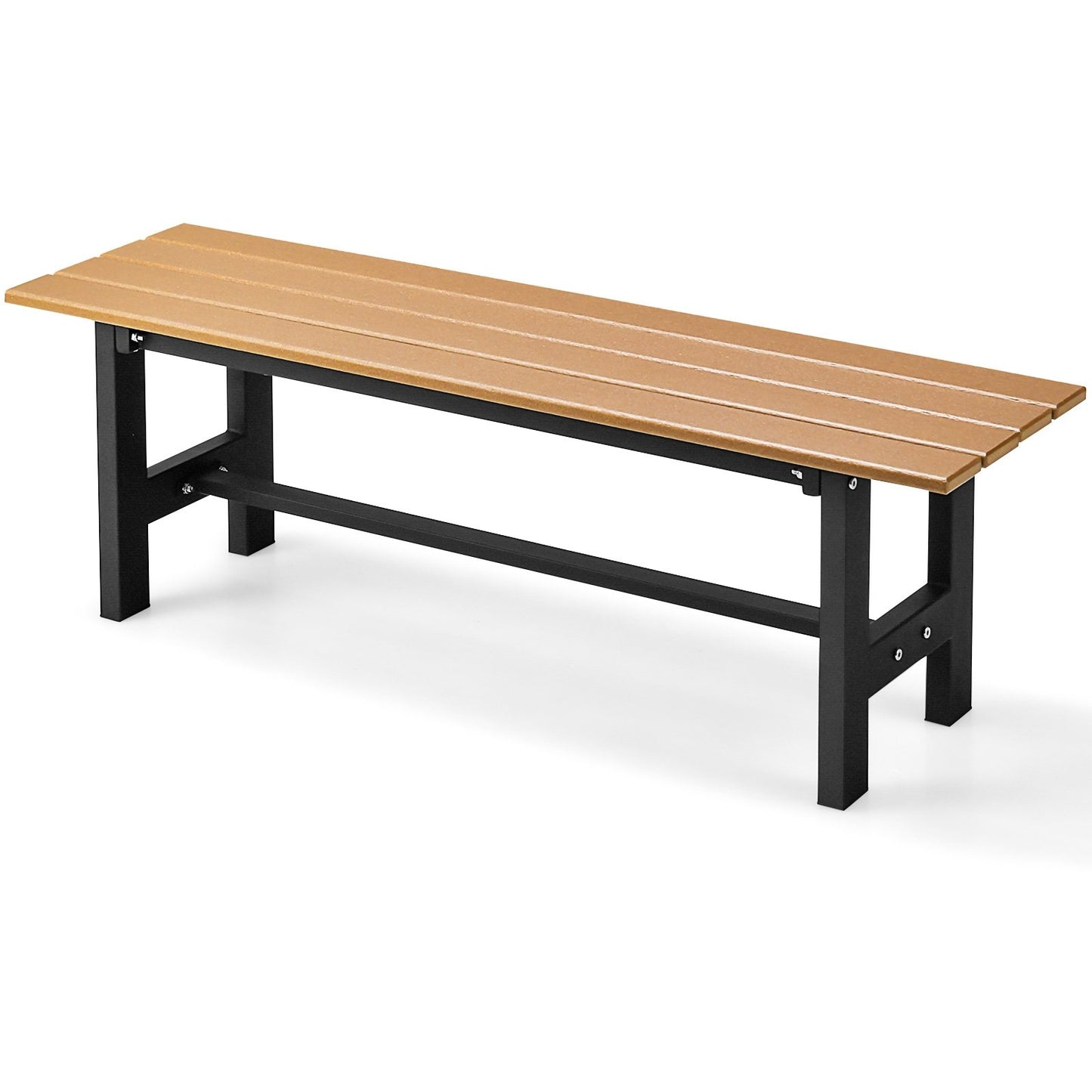 47 Inch Outdoor Chair with Slatted Seat Plastic Coated Iron Frame-Black