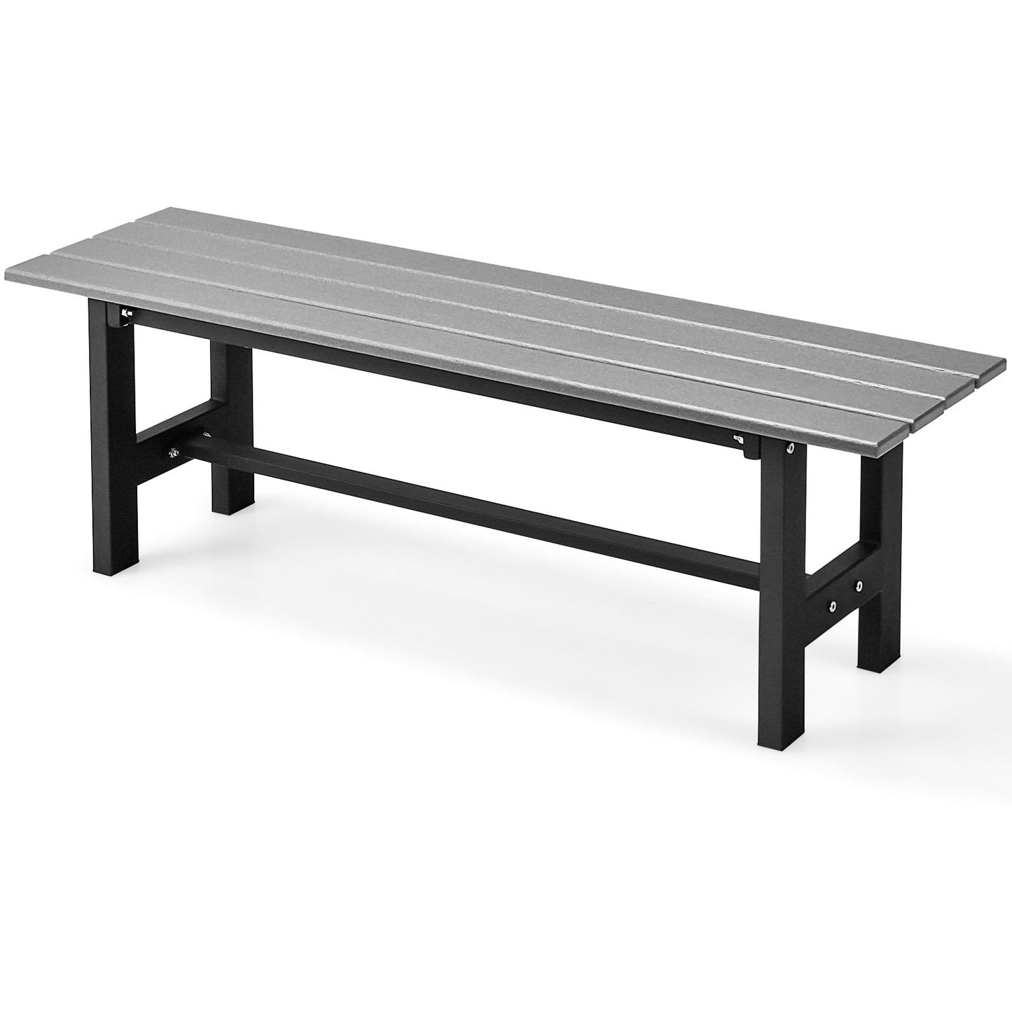 47 Inch Outdoor Chair with Slatted Seat Plastic Coated Iron Frame-Black