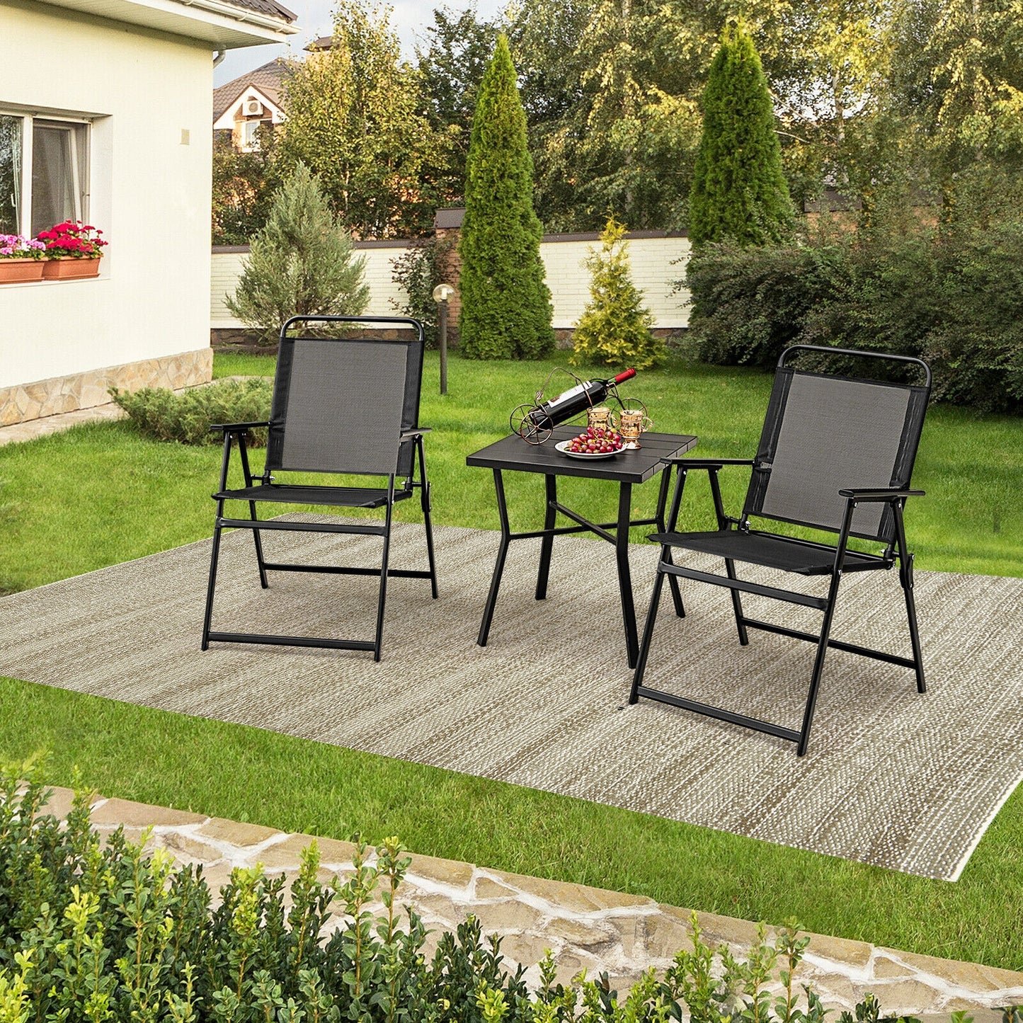 Set of 2/4/6 Outdoor Folding Chairs with Breathable Seat-Set of 6