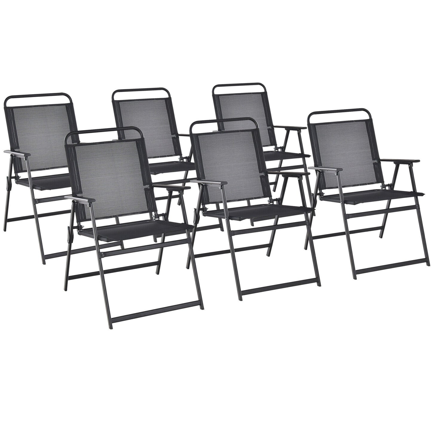Set of 2/4/6 Outdoor Folding Chairs with Breathable Seat-Set of 6