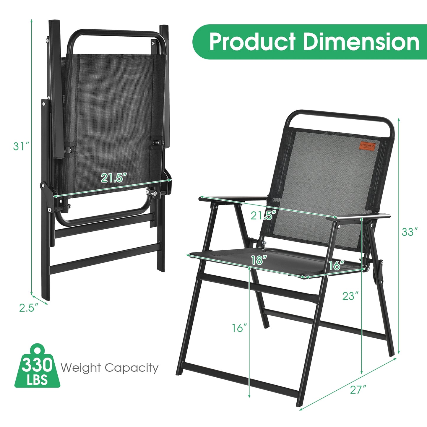 Set of 2/4/6 Outdoor Folding Chairs with Breathable Seat-Set of 6