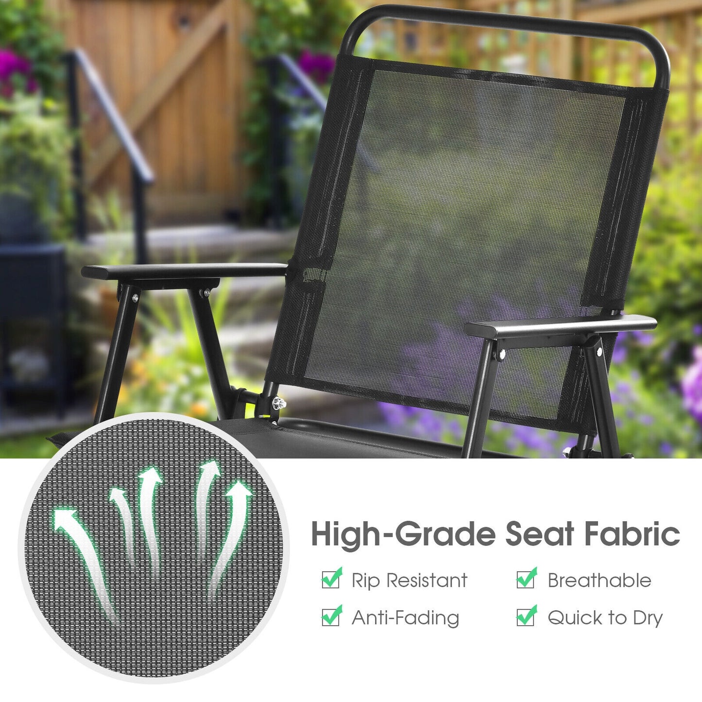 Set of 2/4/6 Outdoor Folding Chairs with Breathable Seat-Set of 6
