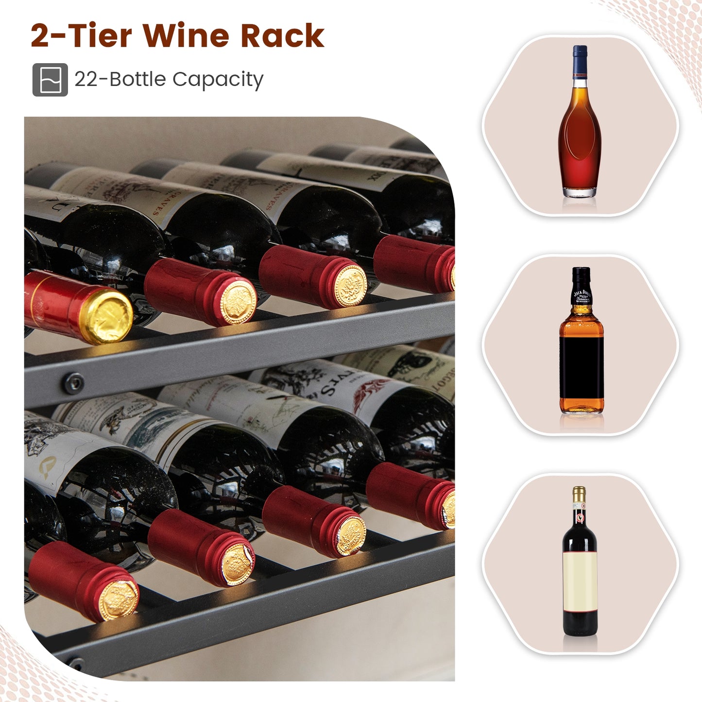 5-tier Wine Rack Table with Glasses Holder