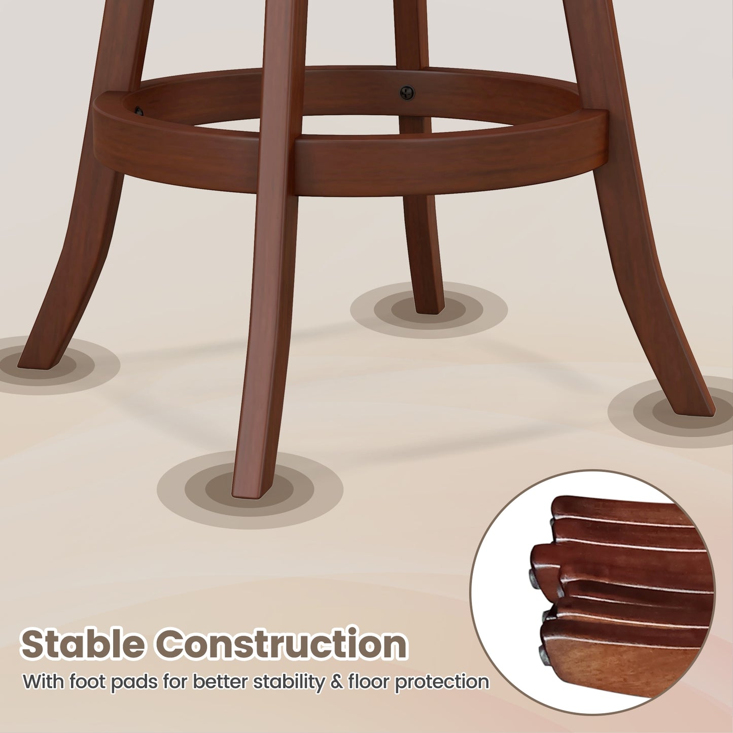 Set of 2 24/30 Inch Swivel Bar Stools with Footrest-30 inches