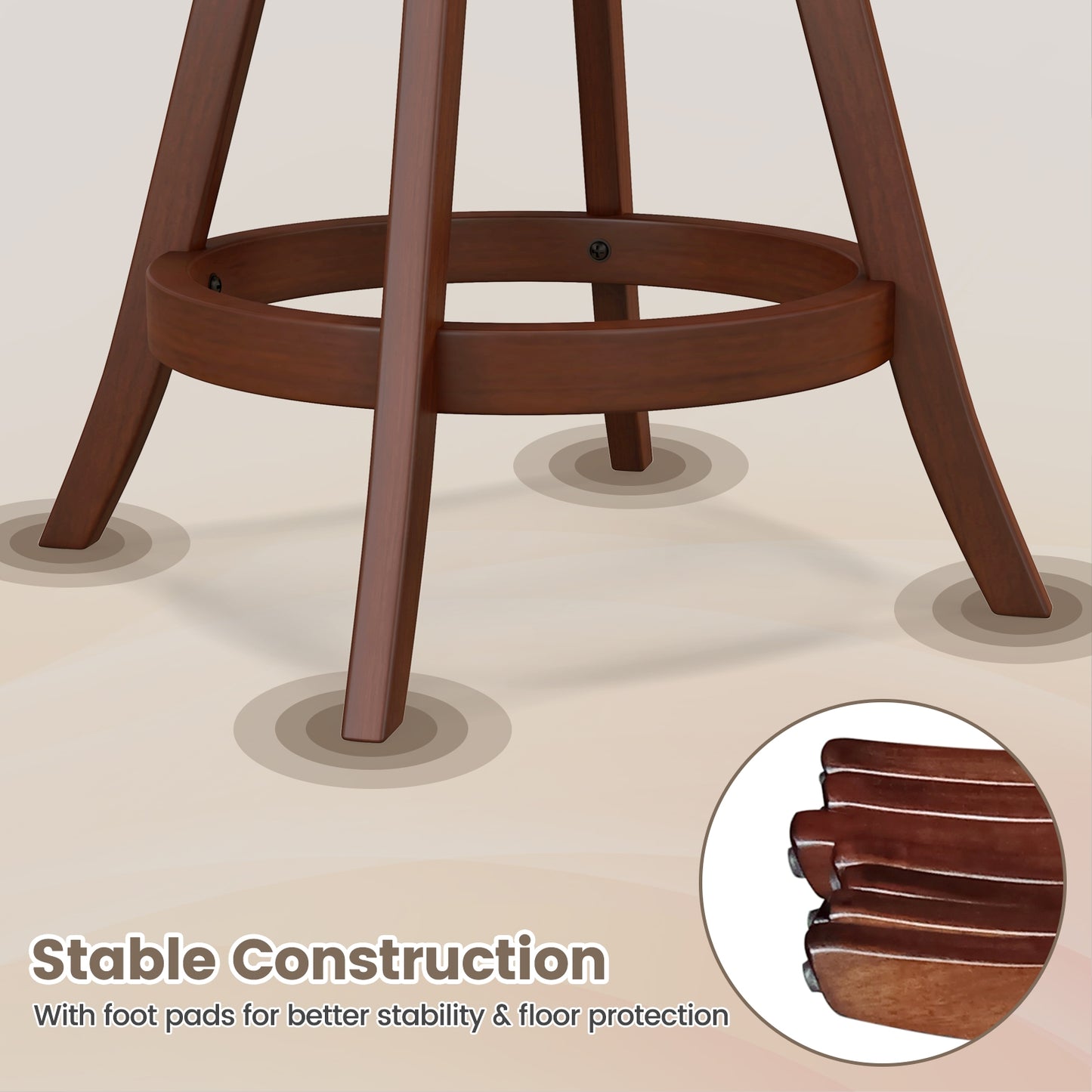 Set of 2 24/30 Inch Swivel Bar Stools with Footrest-24 inches
