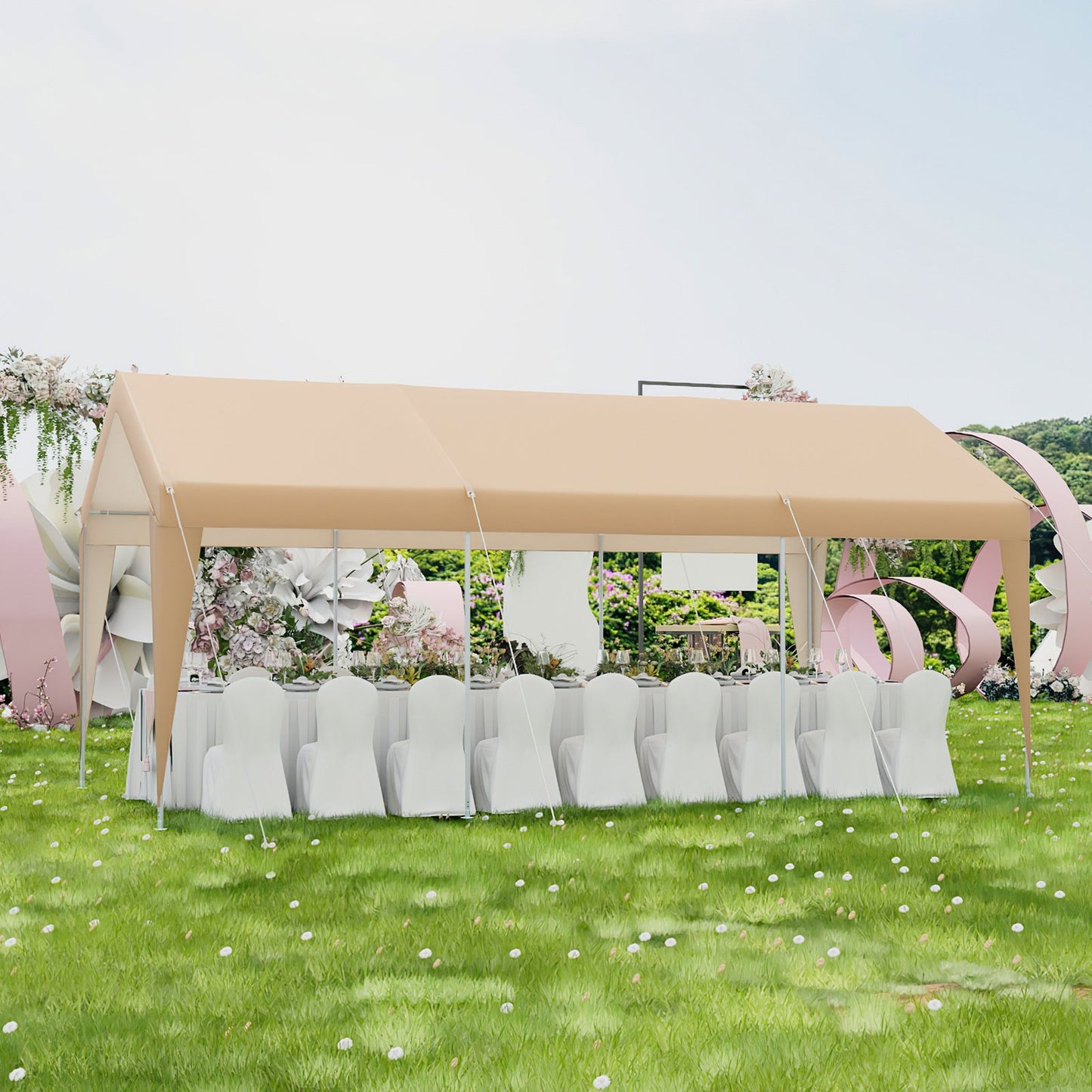 10 x 20 Feet Patio Heavy Duty All-Weather Carport-without Sidewall