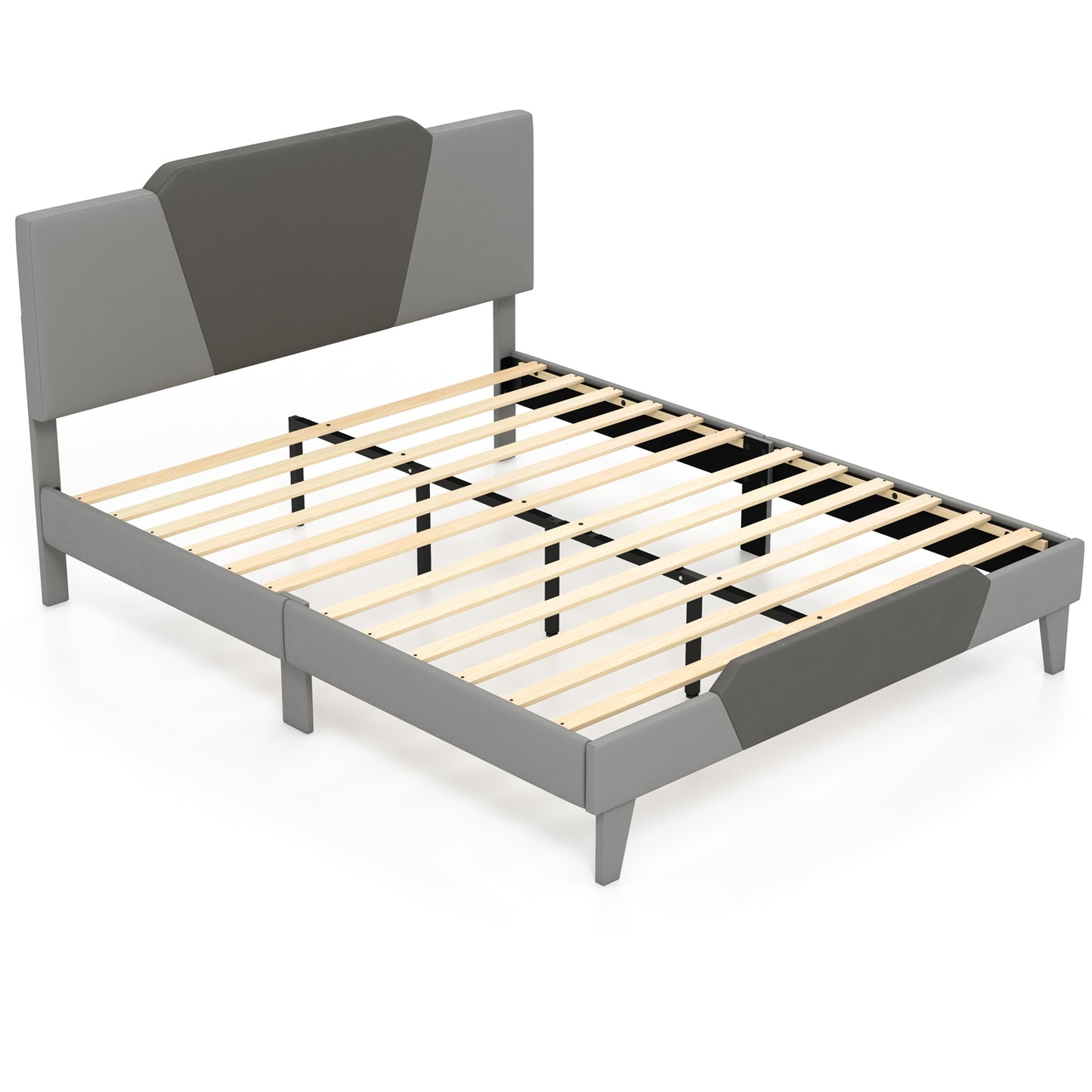 Full/Queen/Twin Velvet Upholstered Bed Frame with High Headboard-Queen Size
