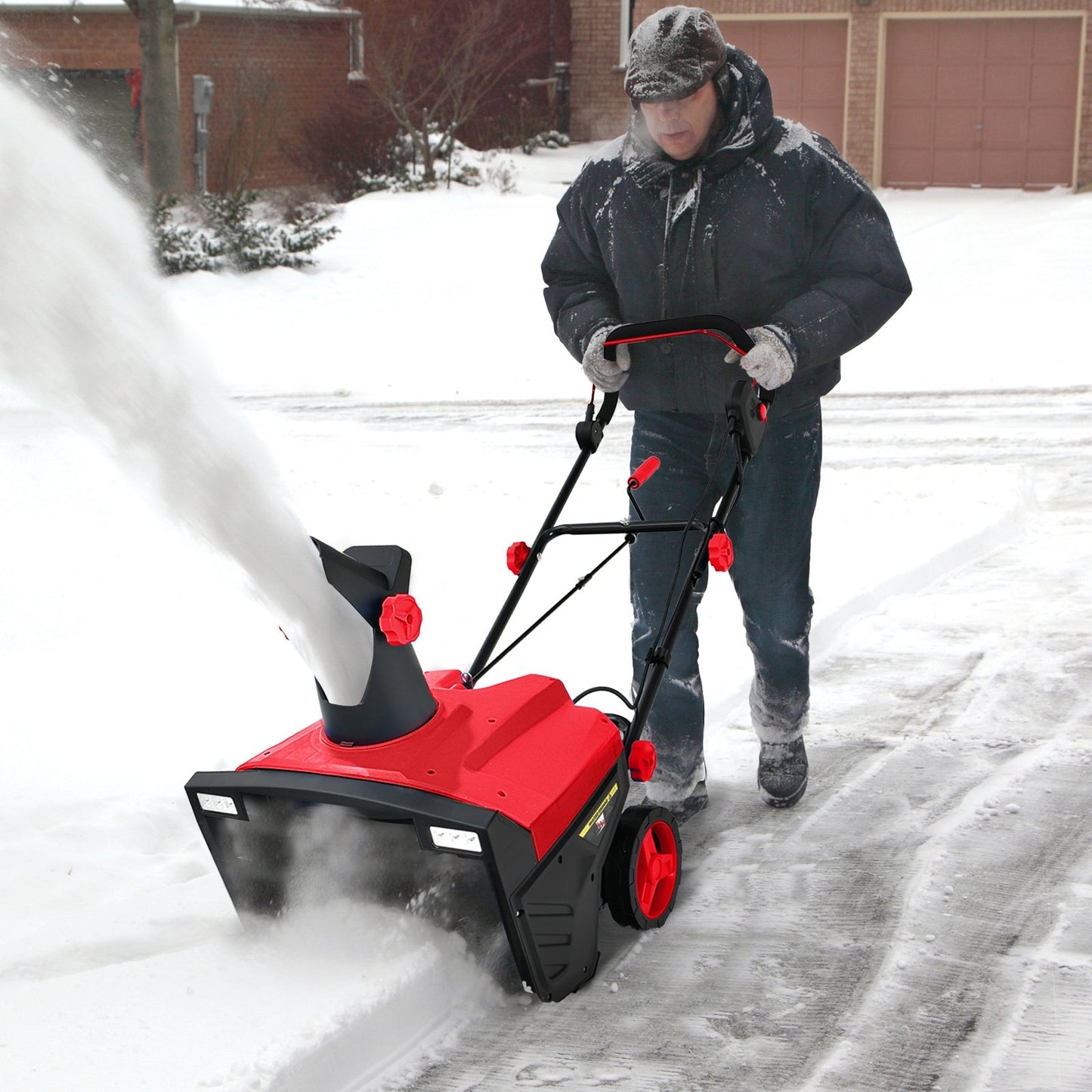 20 Inch 120V 15Amp Electric Snow Thrower with 180° Rotatable Chute-Blue