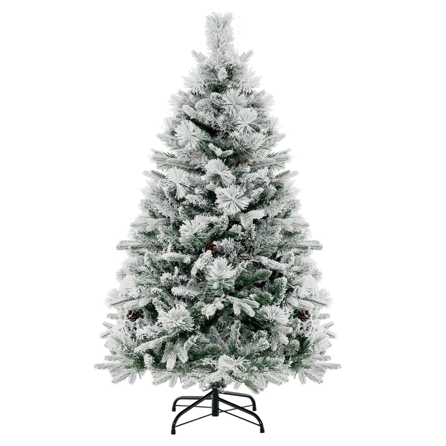 4.5/6/7 Feet Artificial Xmas Tree with Pine Needles and LED Lights-6 ft