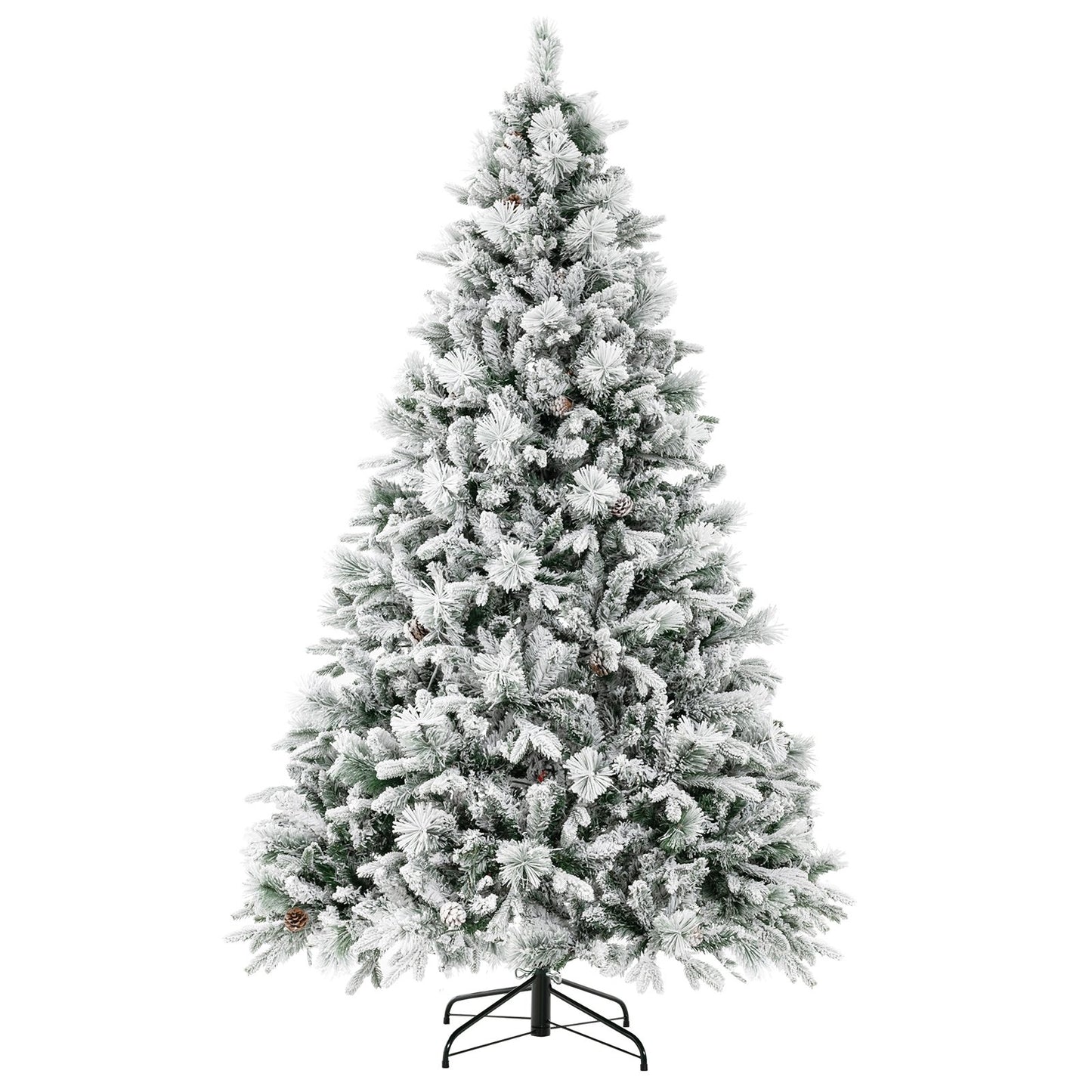 4.5/6/7 Feet Artificial Xmas Tree with Pine Needles and LED Lights-6 ft