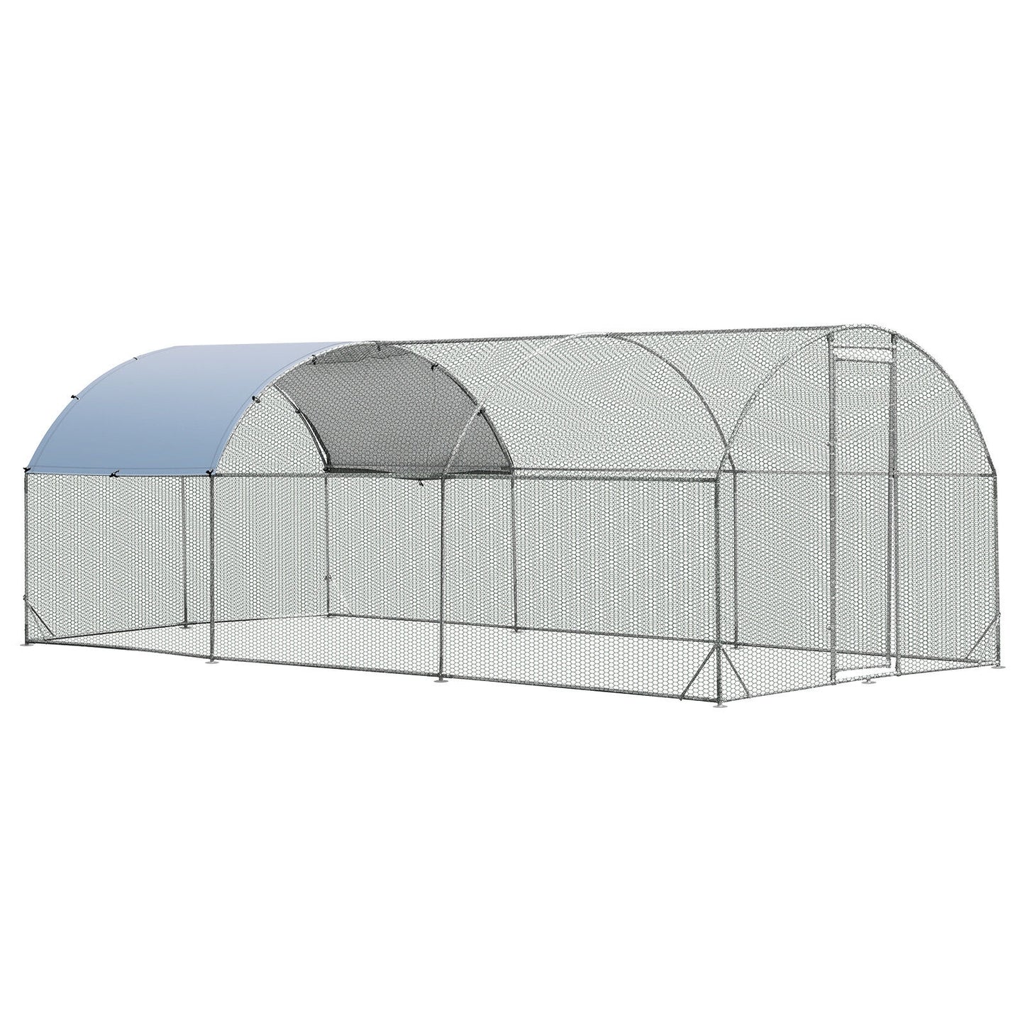 19 Feet Large Metal Chicken Coop Outdoor Galvanized Dome Cage with Cover-L