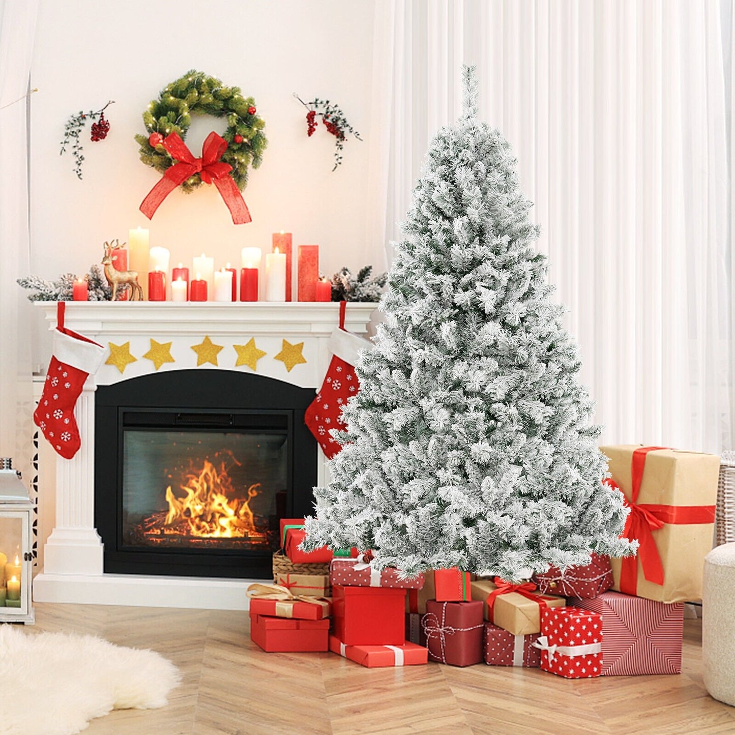 6/7/8 Feet Artificial Xmas Tree 3-Minute Quick Shape-7 ft