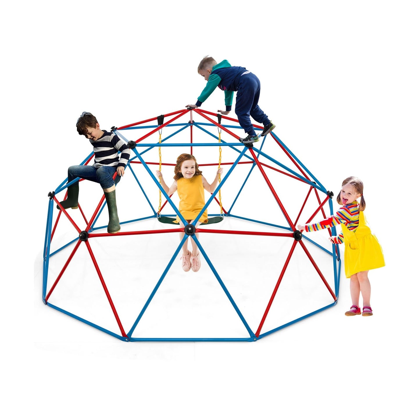 10 Feet Dome Climber with Swing and 800 Lbs Load Capacity-Green