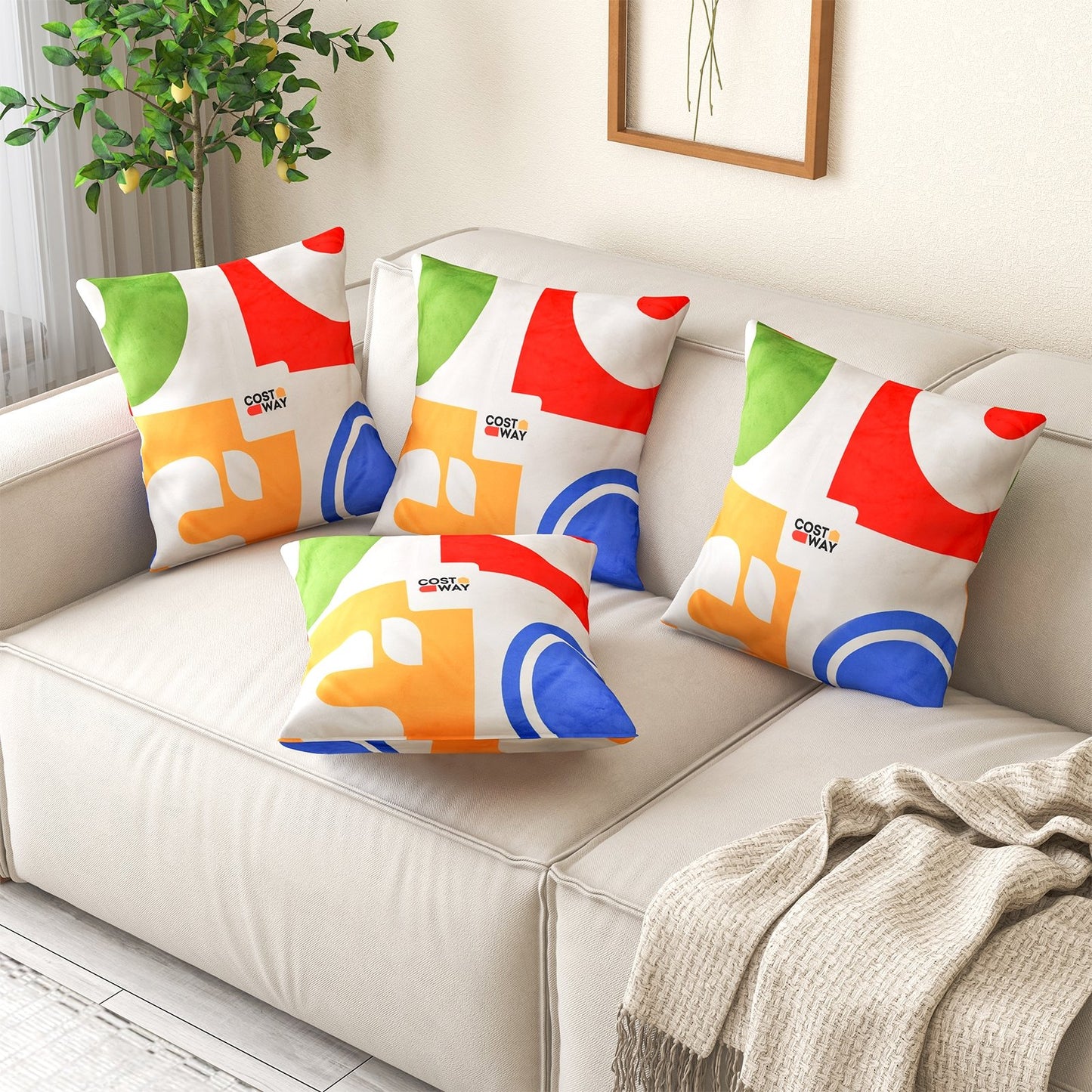 18 x 18 Inch Inches Square Throw Pillows with Removable and Washable Velvet Pillow Cases-Pink