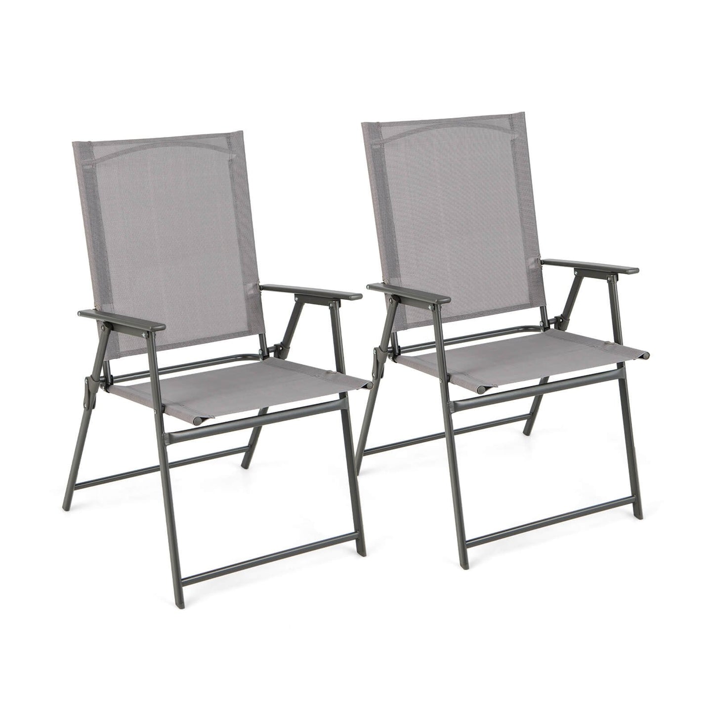 Set of 4 Patio Folding Chair Set with Rustproof Metal Frame-Black