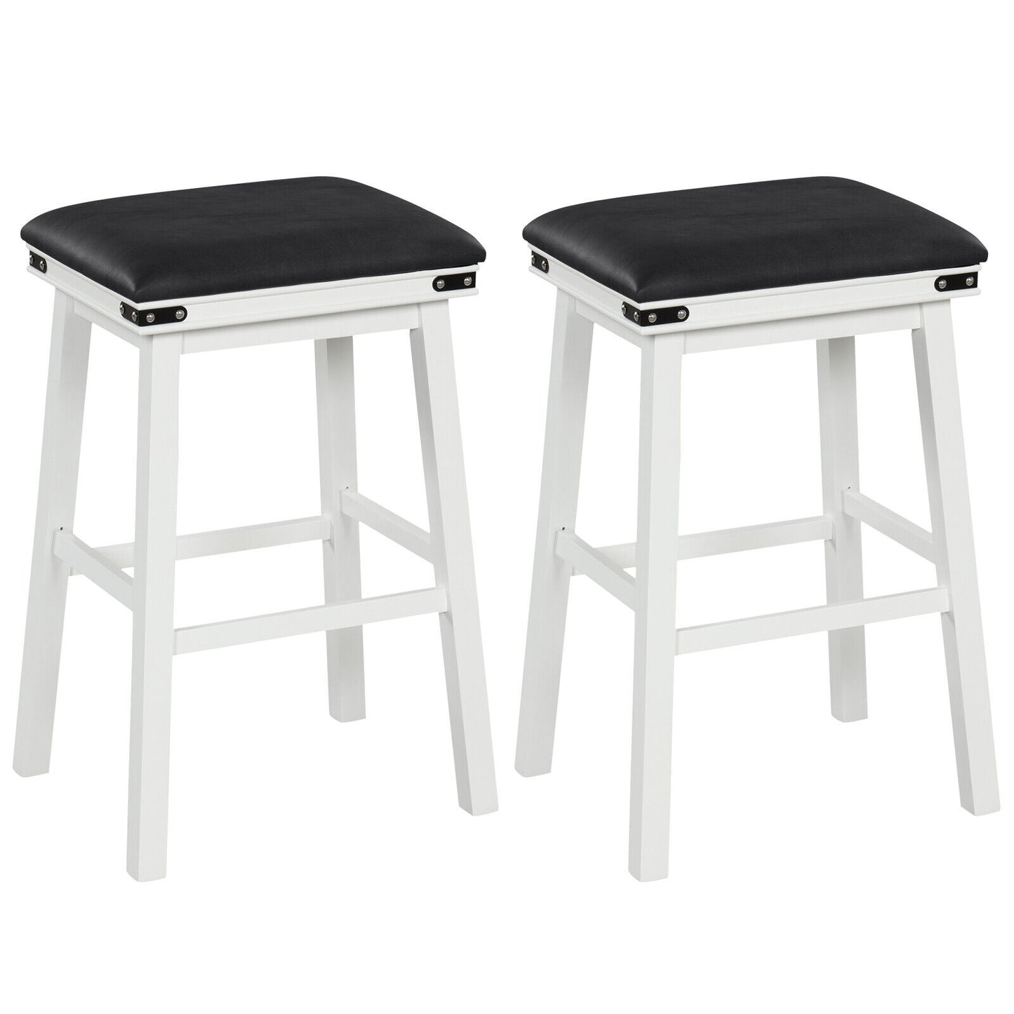Set of 2 24/30 Inch Dining Bar Stool with Acacia Wood Frame-30 inches