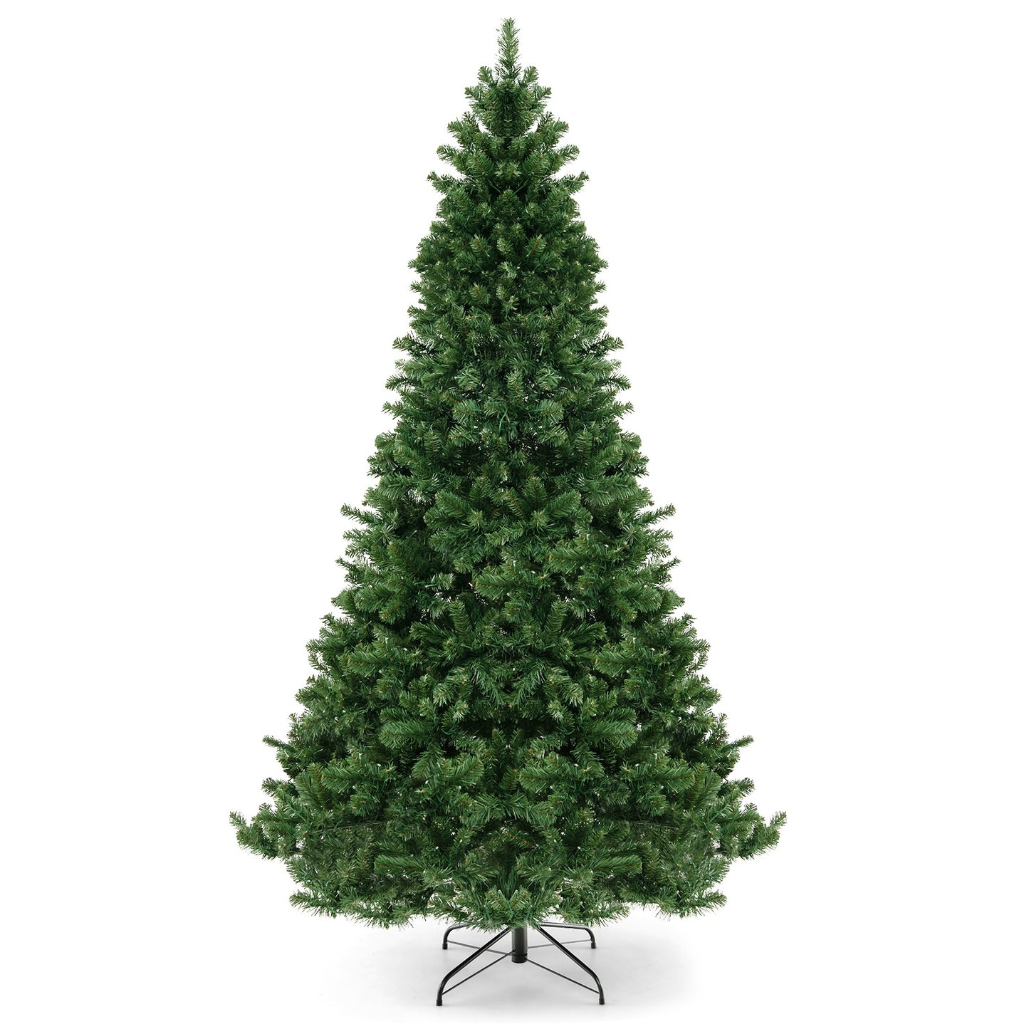 6/7/8 Feet Hinged Christmas Tree with PVC Branch Tips Warm White LED Lights-7 ft