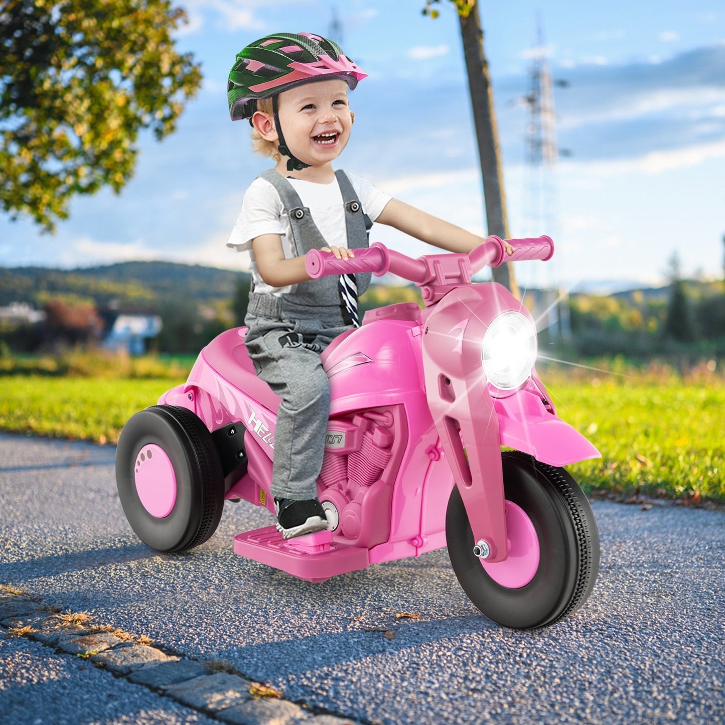 6V Kids Electric Ride on Motorcycle with Bubble Maker and Music-Beige