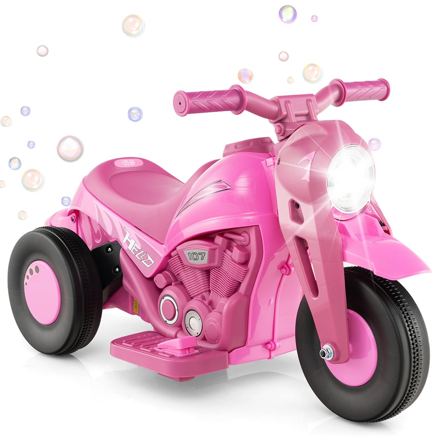 6V Kids Electric Ride on Motorcycle with Bubble Maker and Music-Beige