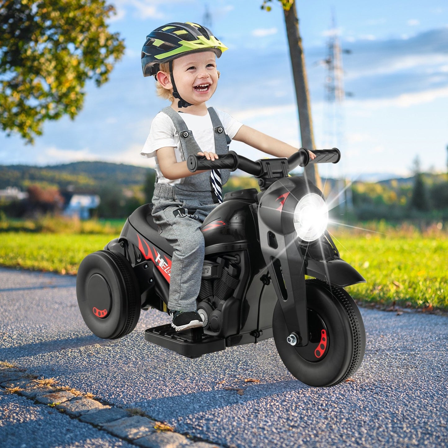 6V Kids Electric Ride on Motorcycle with Bubble Maker and Music-Beige